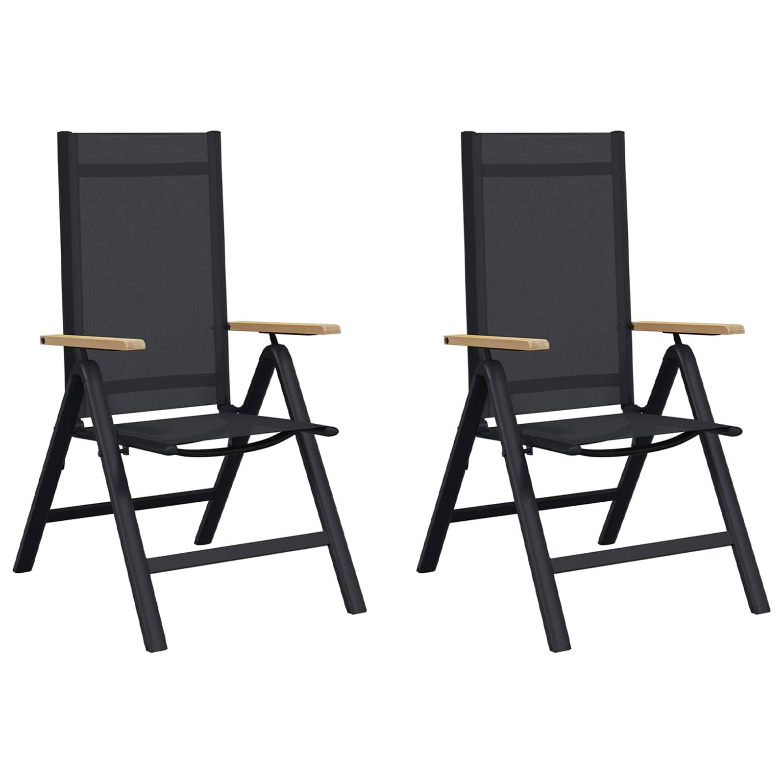 vidaXL Liegestühle für den Garten 2 pcs Schwarz 58 x 73 x 111,5 cm