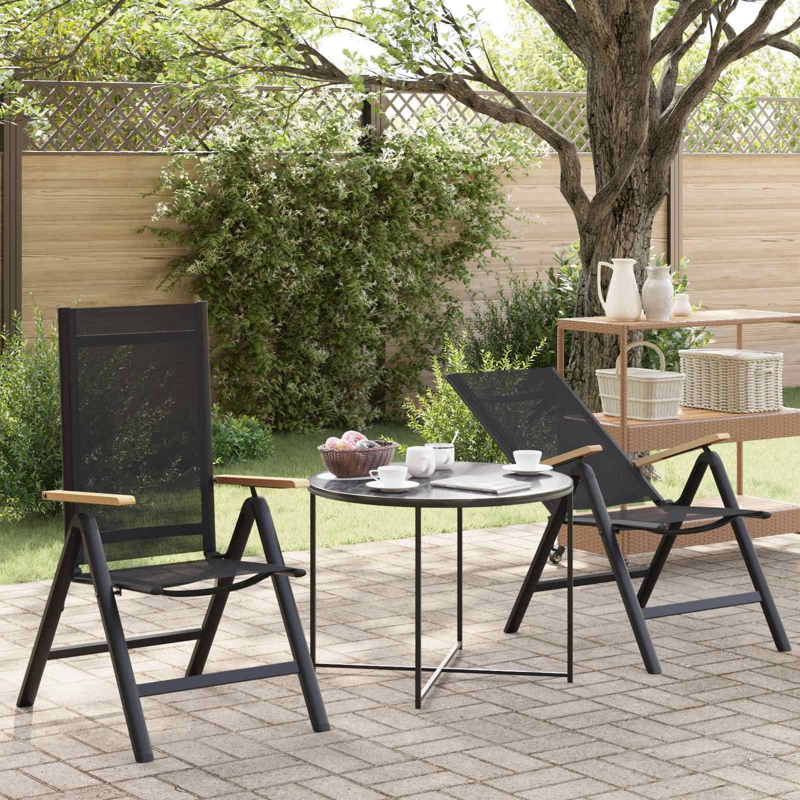 vidaXL Liegestühle für den Garten 2 pcs Schwarz 58 x 73 x 111,5 cm