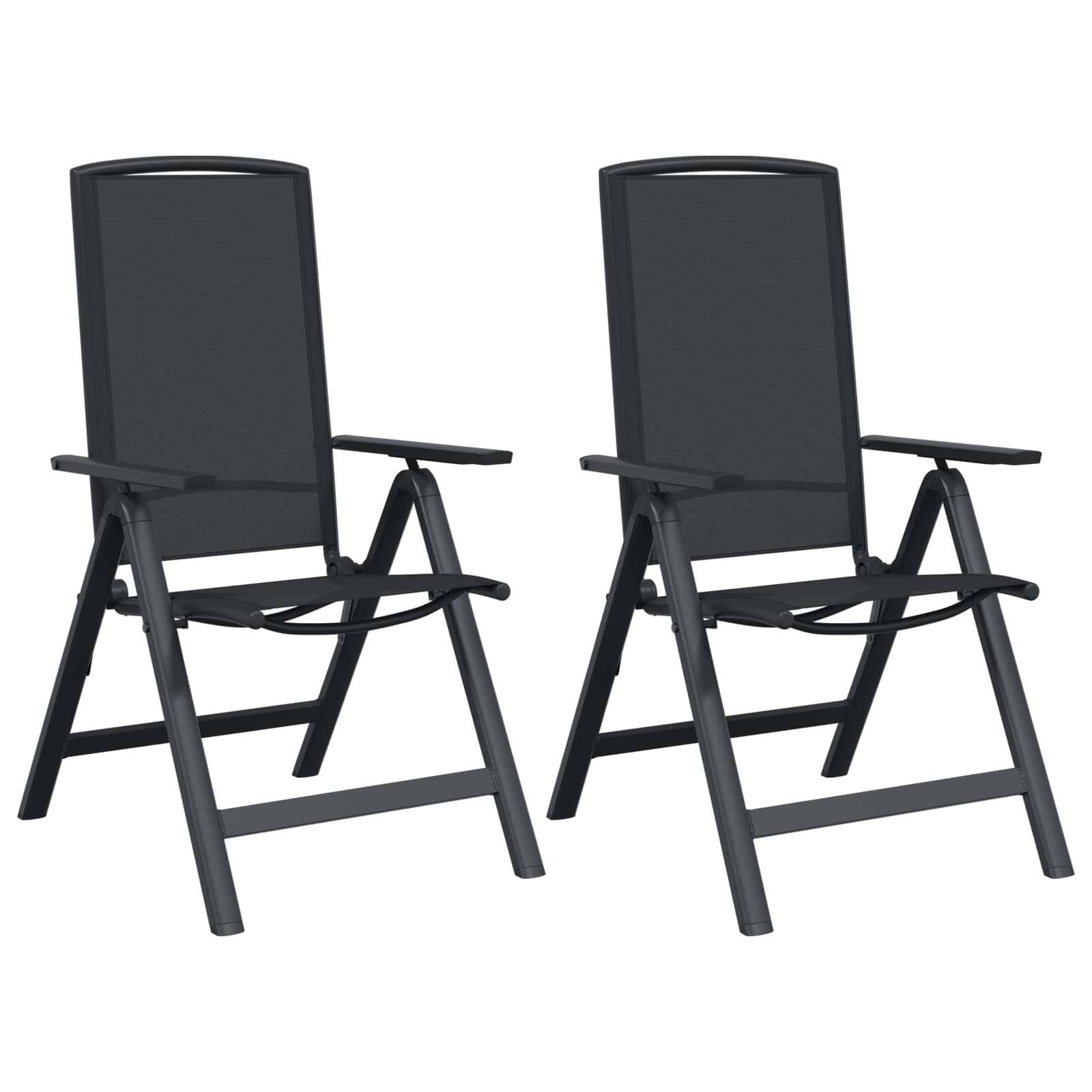 vidaXL Liegestühle für den Garten 2 pcs Schwarz 58 x 71 x 112 cm