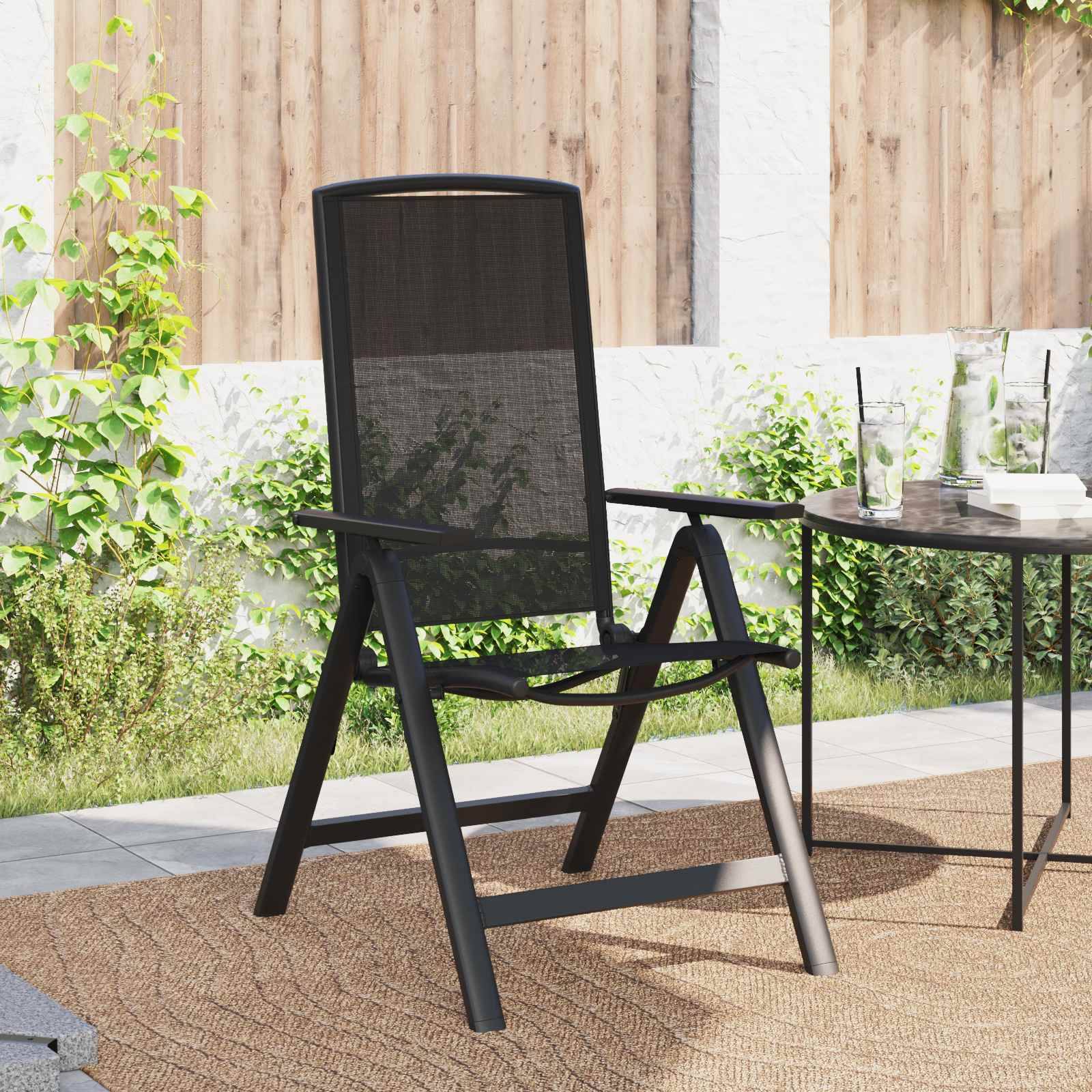 vidaXL Liegestühle für den Garten 2 pcs Schwarz 58 x 71 x 112 cm