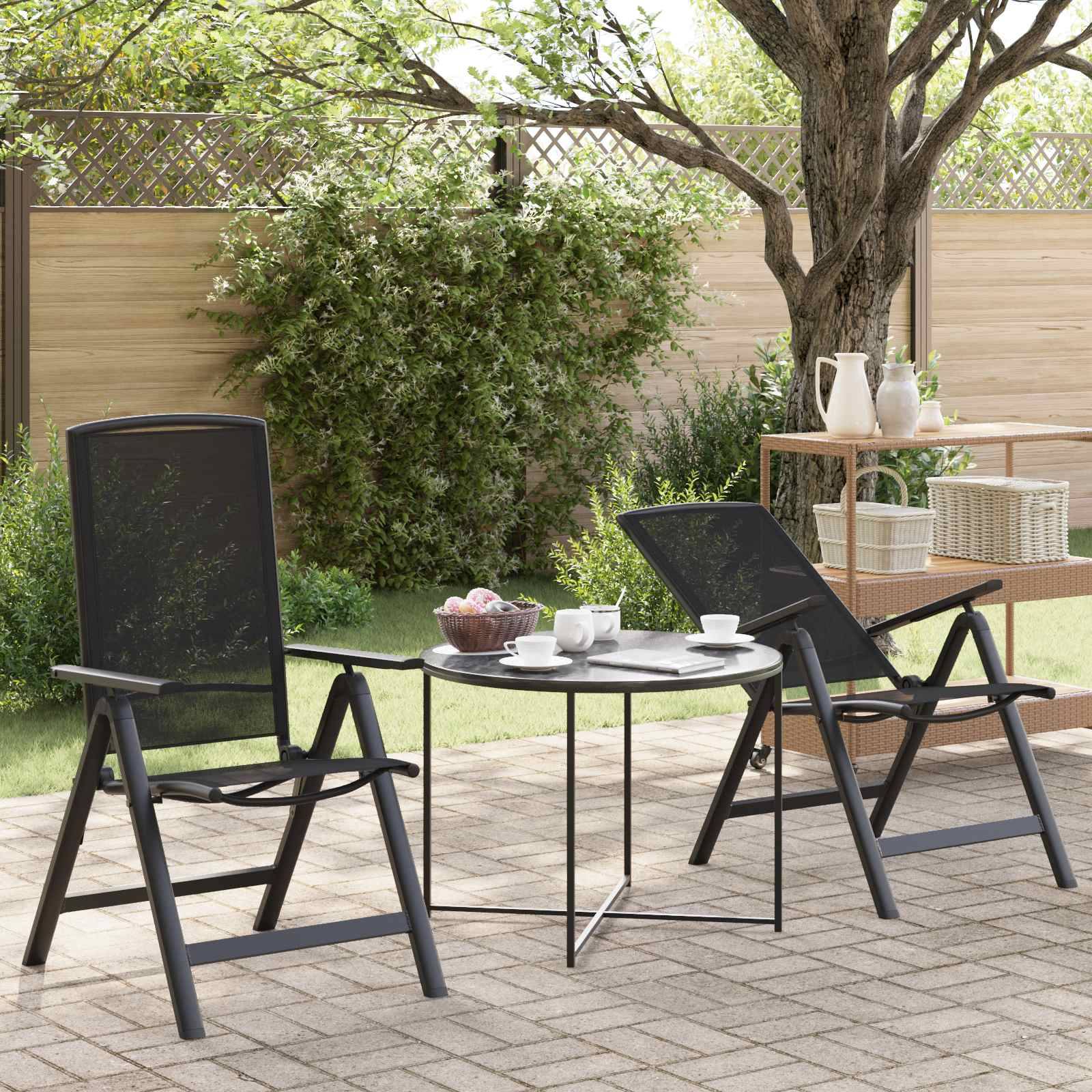 vidaXL Liegestühle für den Garten 2 pcs Schwarz 58 x 71 x 112 cm