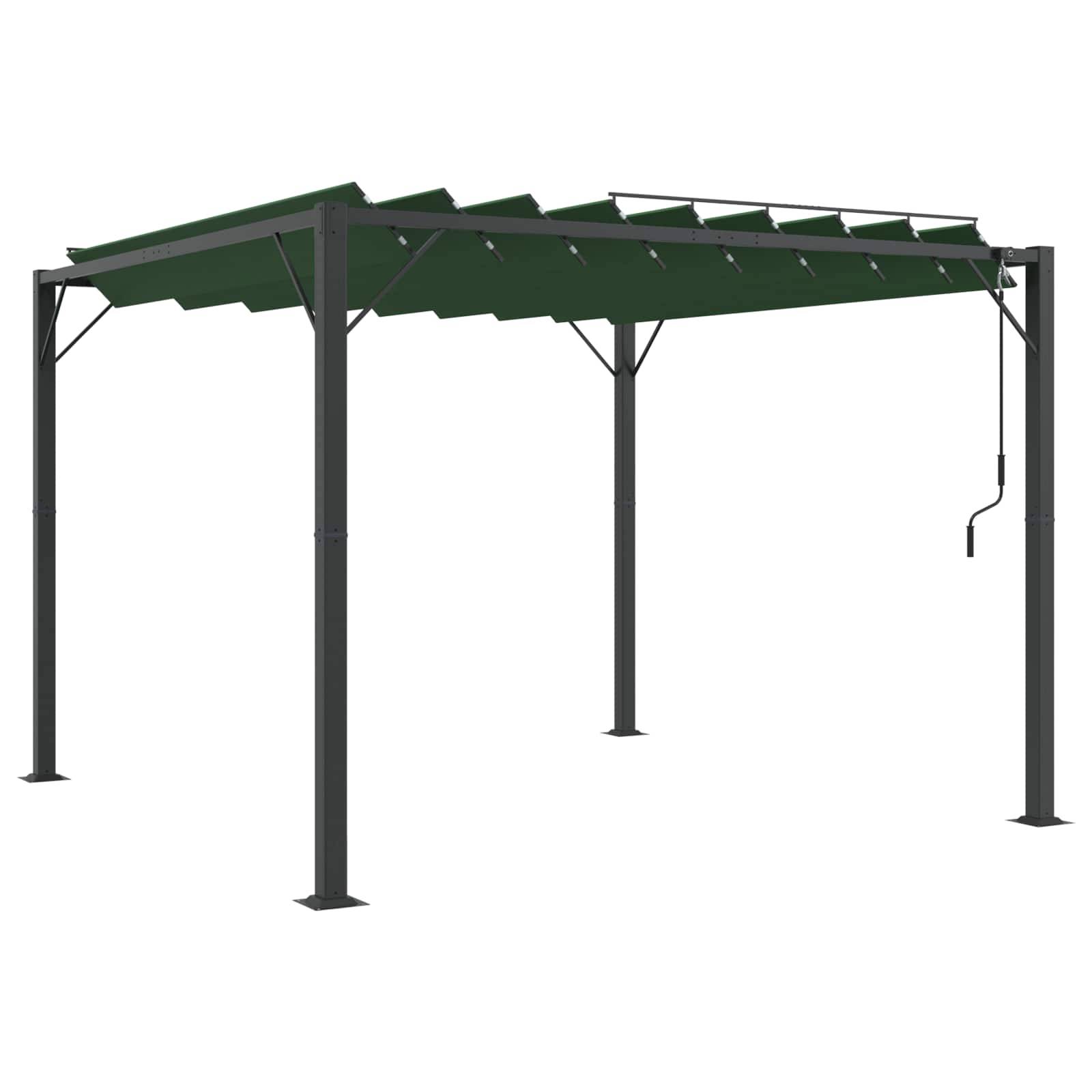 vidaXL Gazebo mit Lamellen-Dach Grün 3 x 3 x 2,14 m