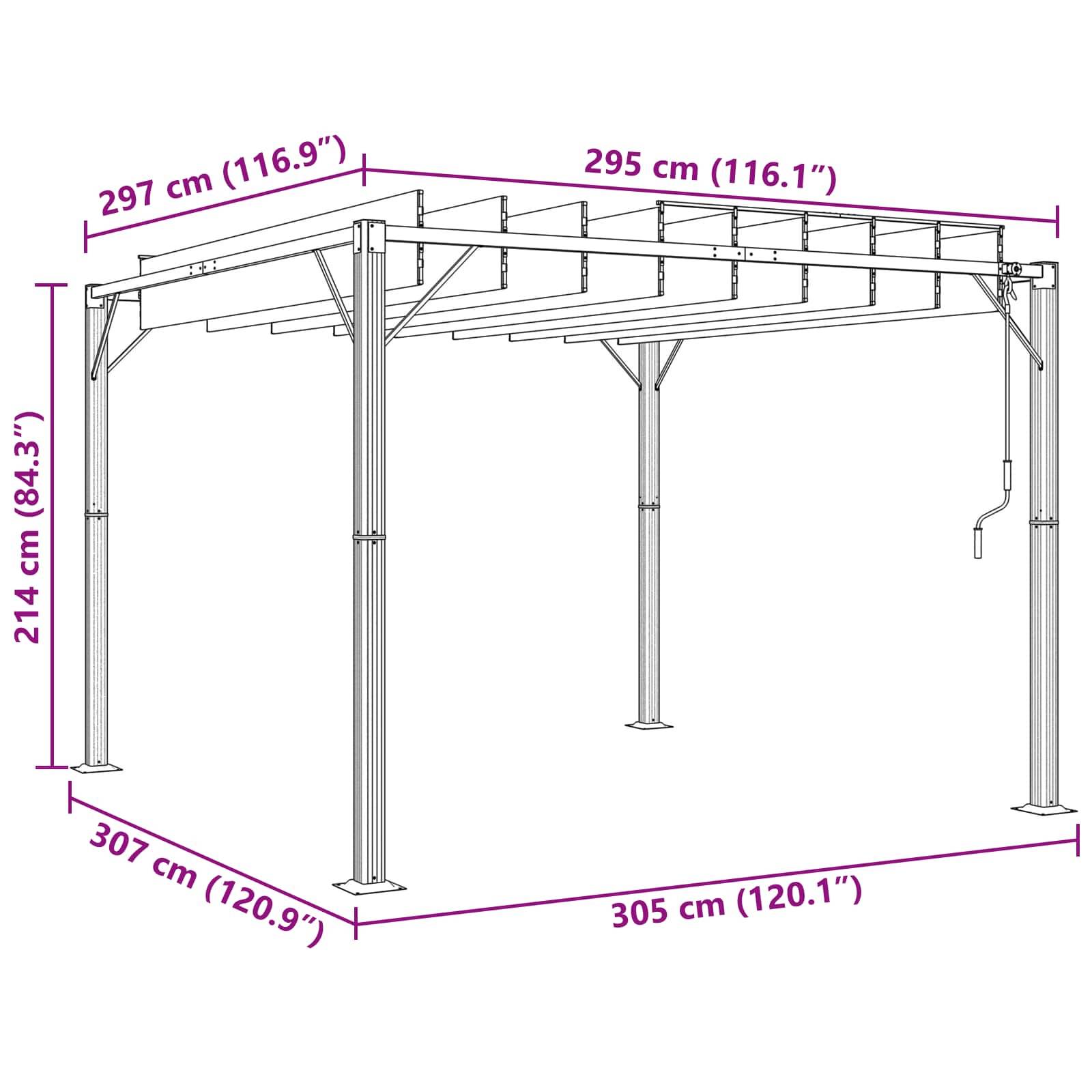 vidaXL Gazebo mit Lamellen-Dach Grün 3 x 3 x 2,14 m