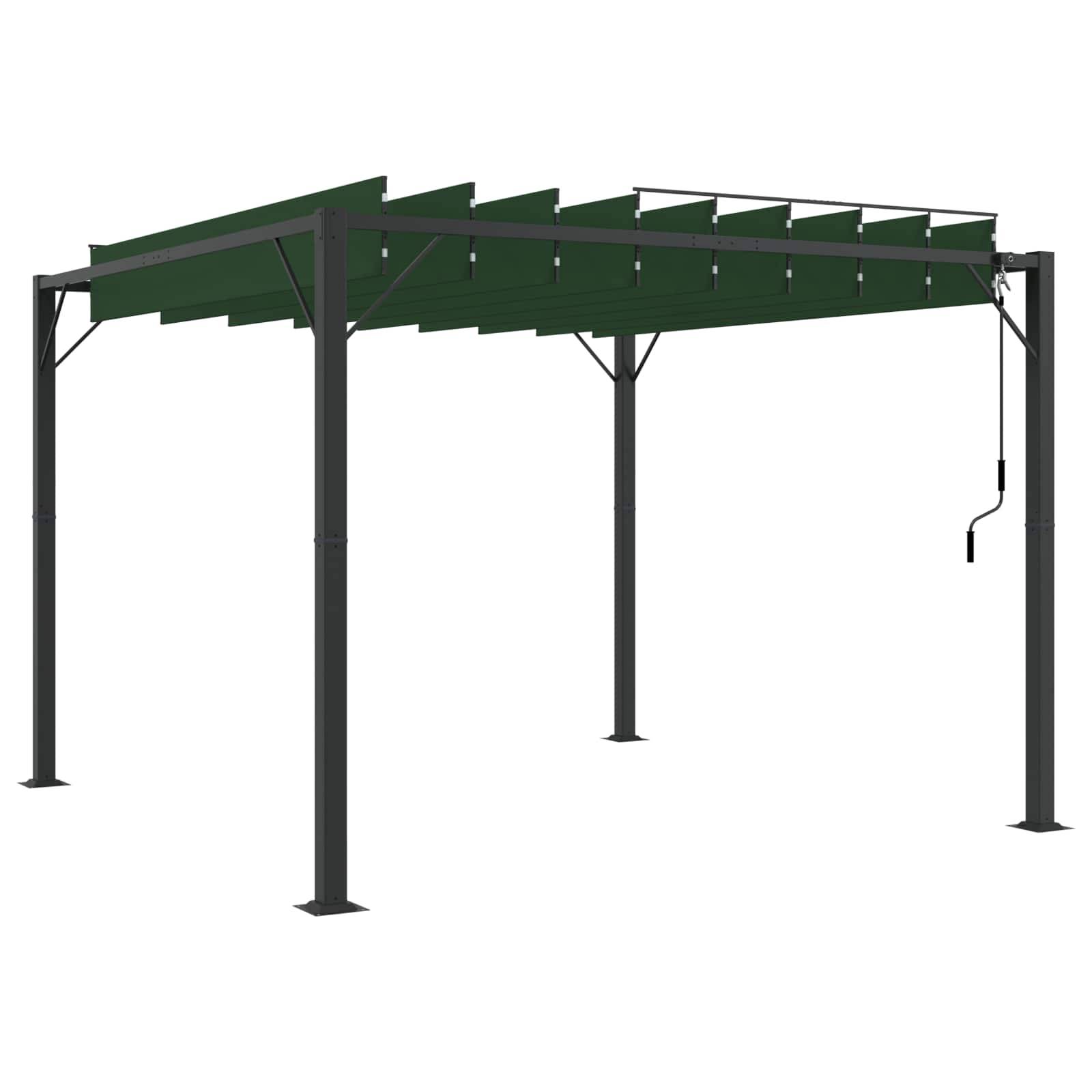 vidaXL Gazebo mit Lamellen-Dach Grün 3 x 3 x 2,14 m