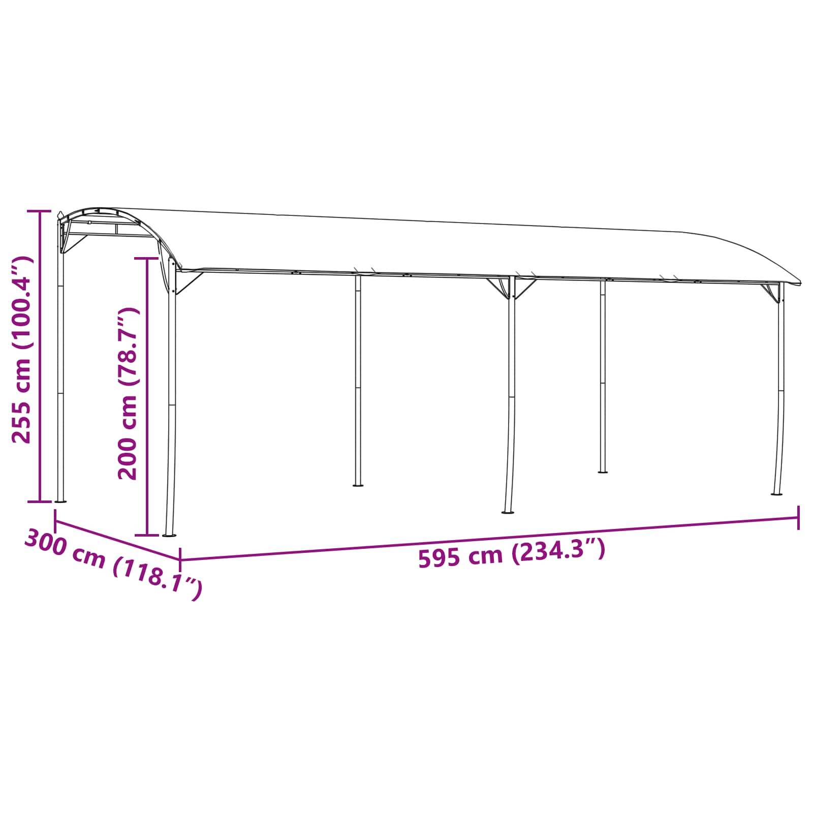 vidaXL Pavillon 6 x 3 x 2,55 m Grün Stoff und Aluminium 180