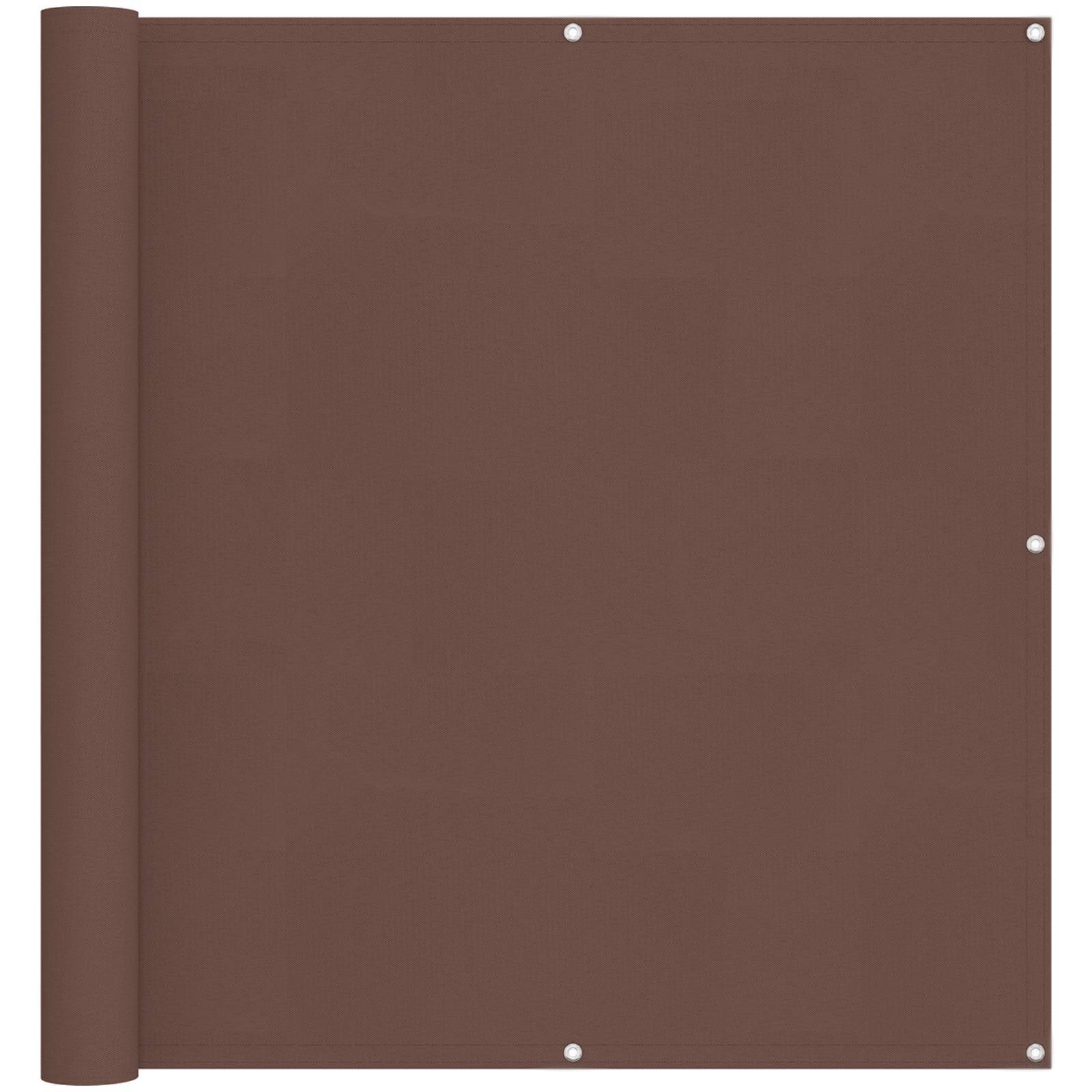 Braunes Vinyl- oder Stoff-Panel mit Ösenöffnungen an den Kanten, flach auf weißem Hintergrund angezeigt.