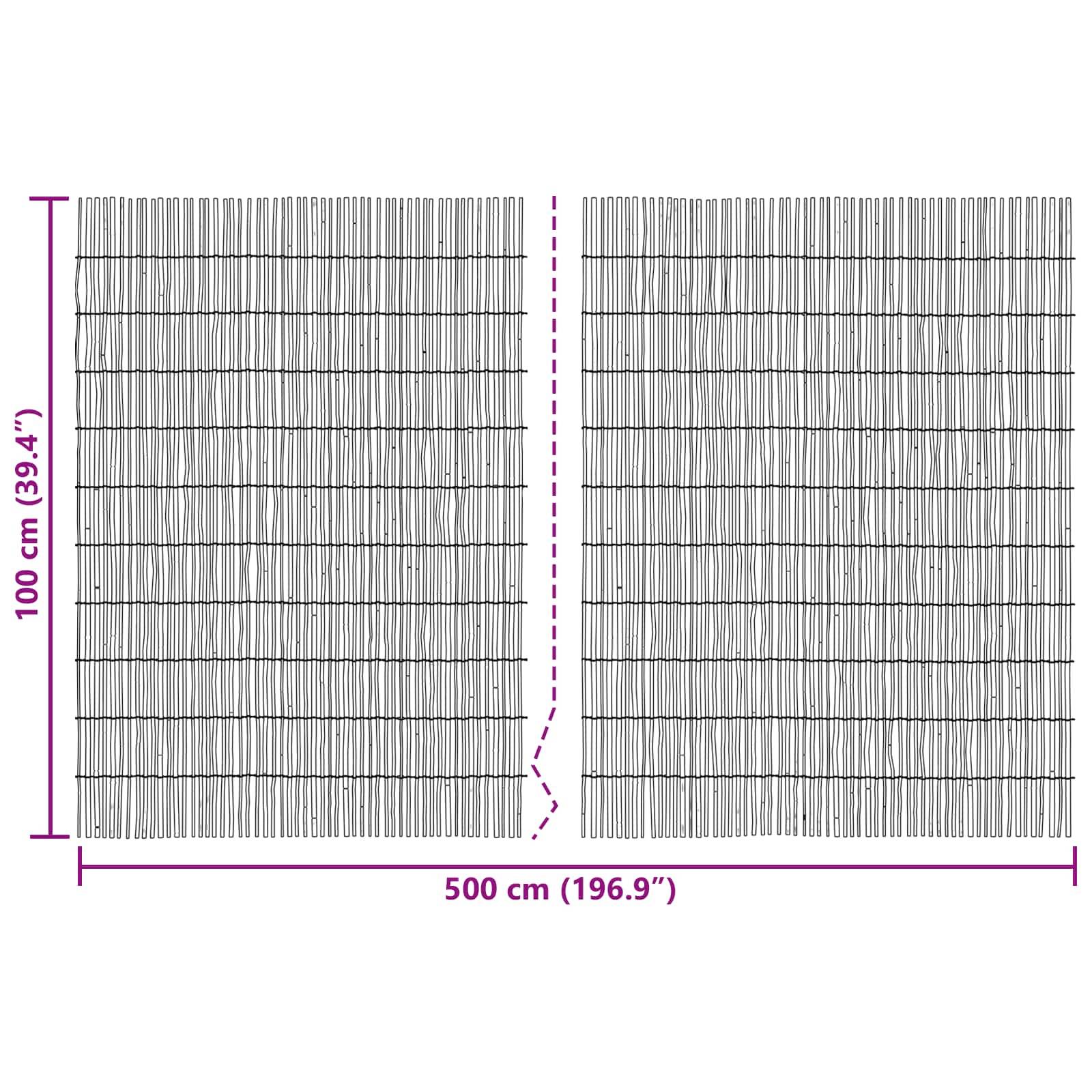 vidaXL Gartenzaun Karbonisiert 500 x 100 cm Schilf
