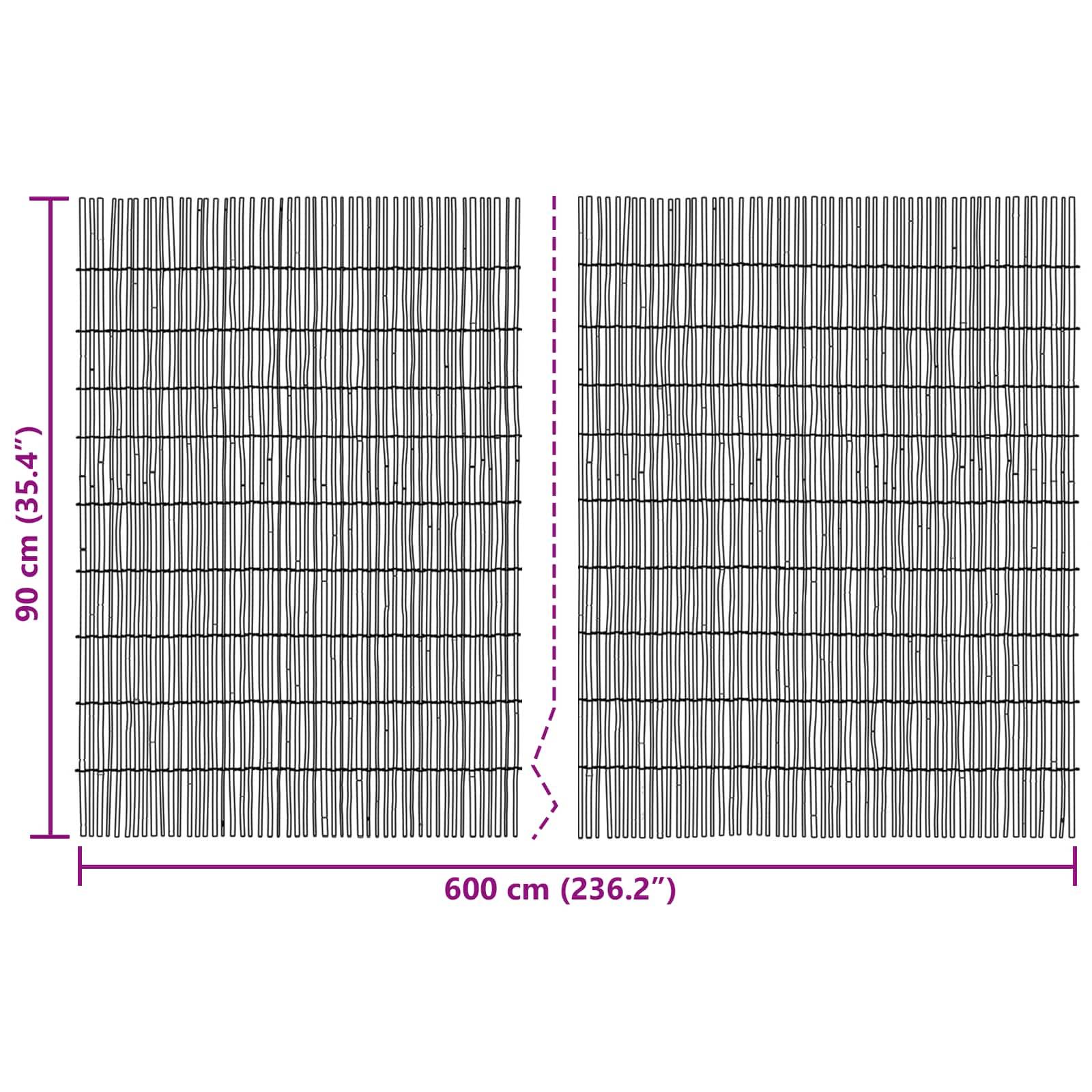 vidaXL Gartenzaun Kohlenstoff 600 x 90 cm Schilf