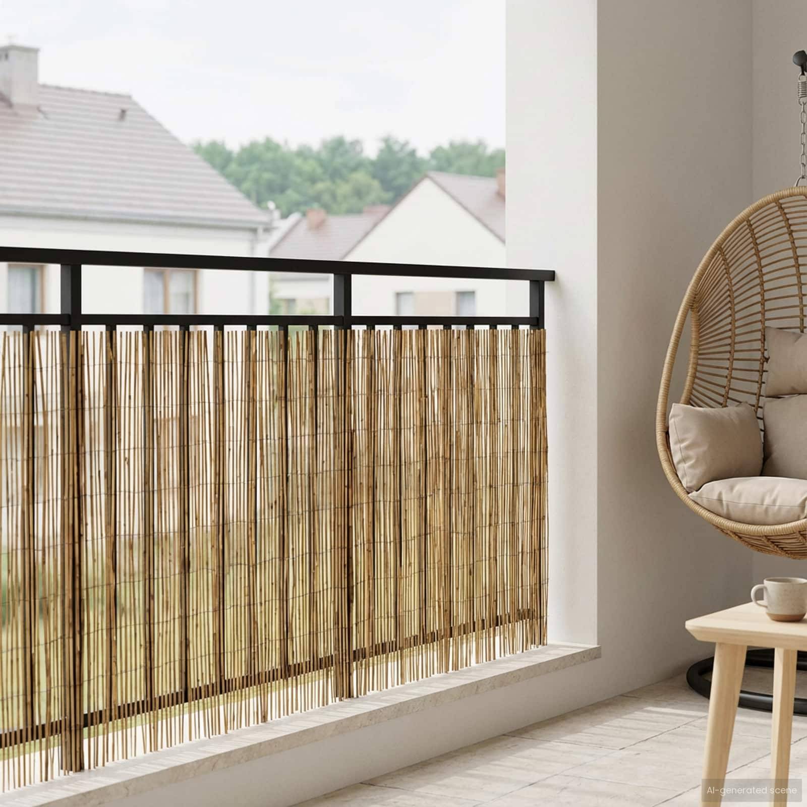 vidaXL Gartenzaun Kohlenstoff 600 x 90 cm Schilf