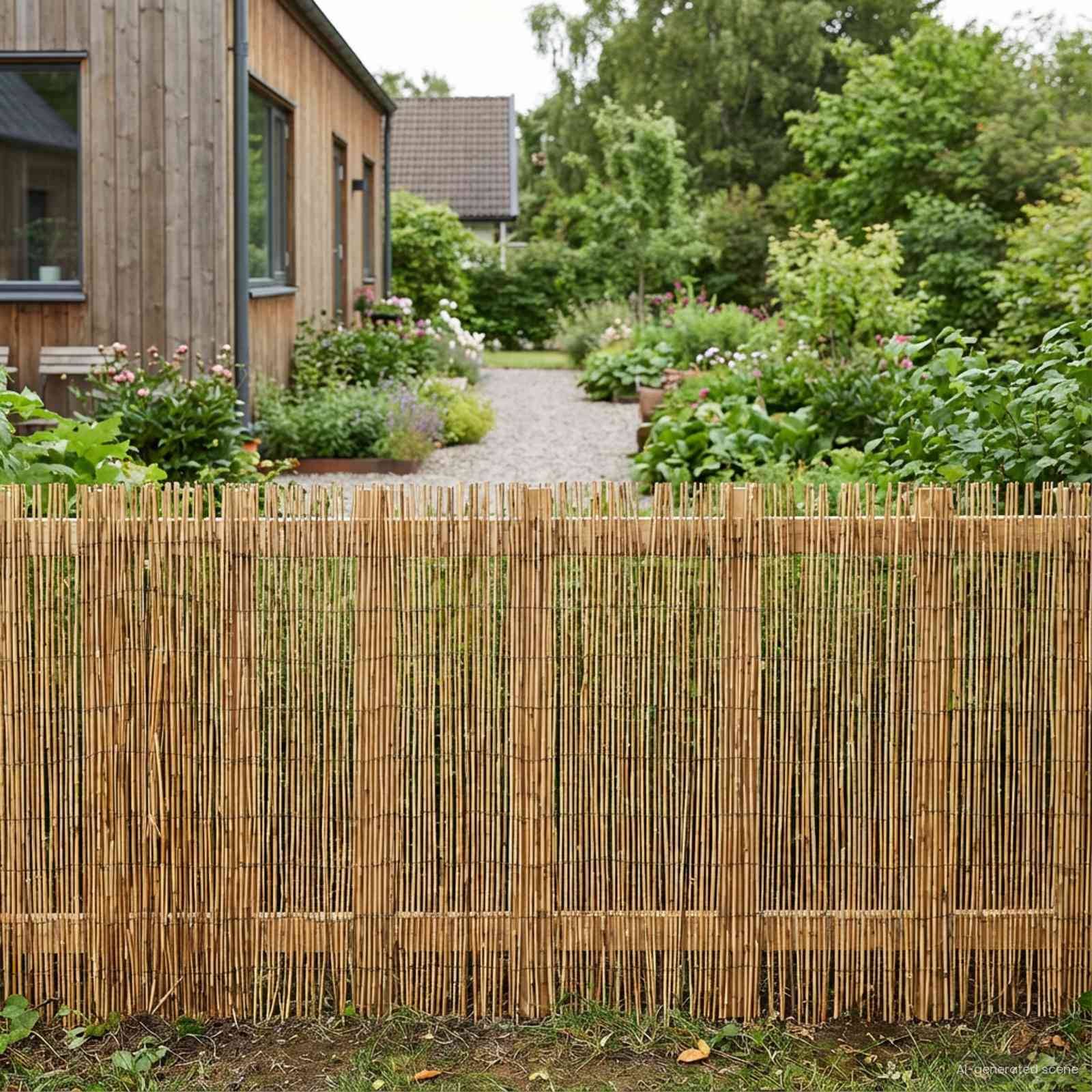 vidaXL Gartenzaun Kohlenstoff 600 x 90 cm Schilf