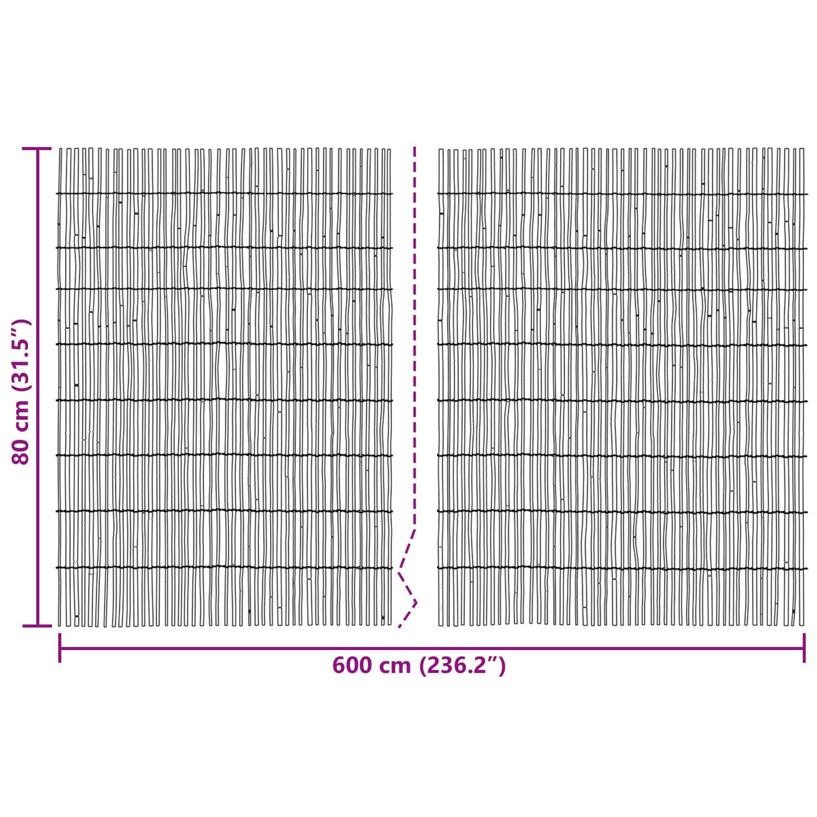 vidaXL Gartenzaun Kohlenstoff 600 x 80 cm Schilf