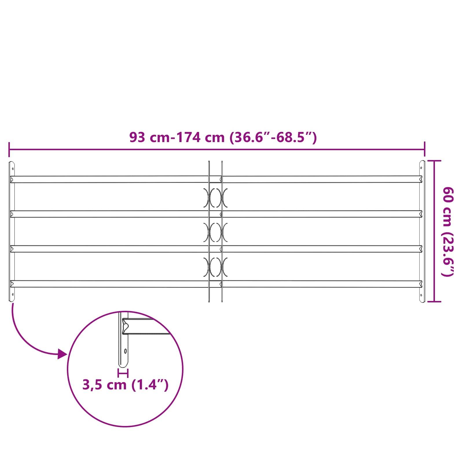 vidaXL Sicherheitsgitter für Fenster mit 4 Querstangen 3 pcs
