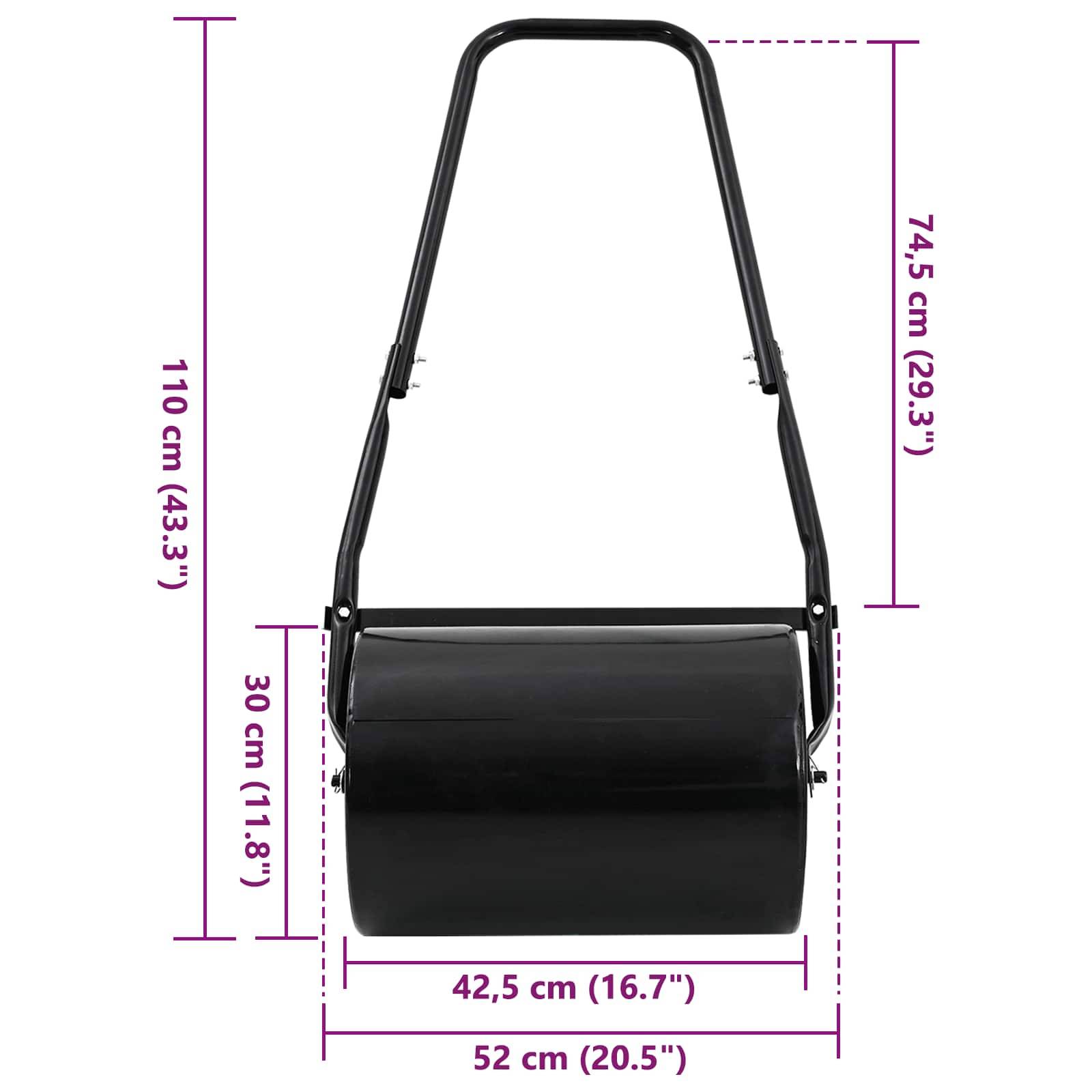 vidaXL Garten-Rasenwalze Schwarz 110 x 52 cm Eisen
