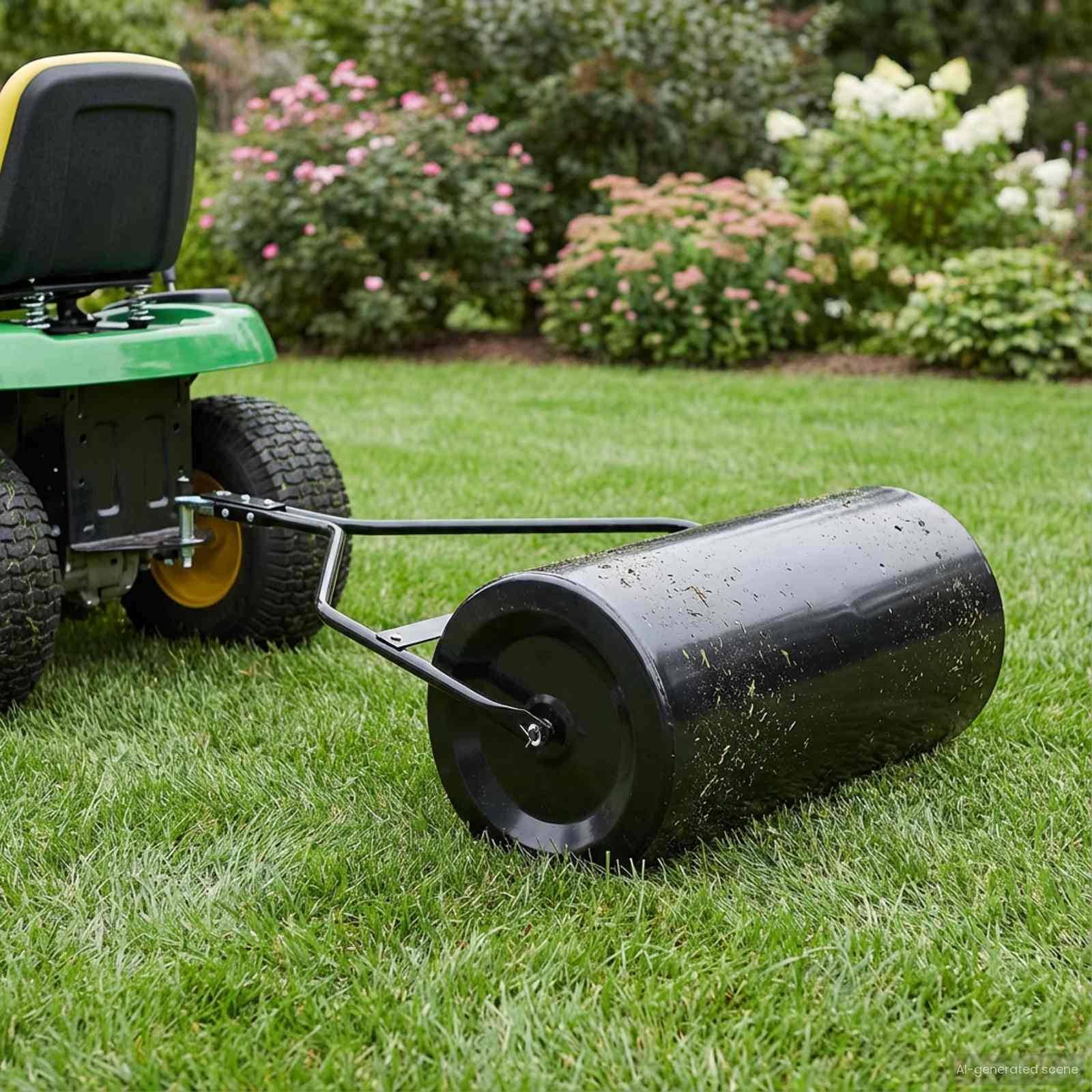 vidaXL Garten-Rasenwalze Schwarz 120 x 99 cm Eisen