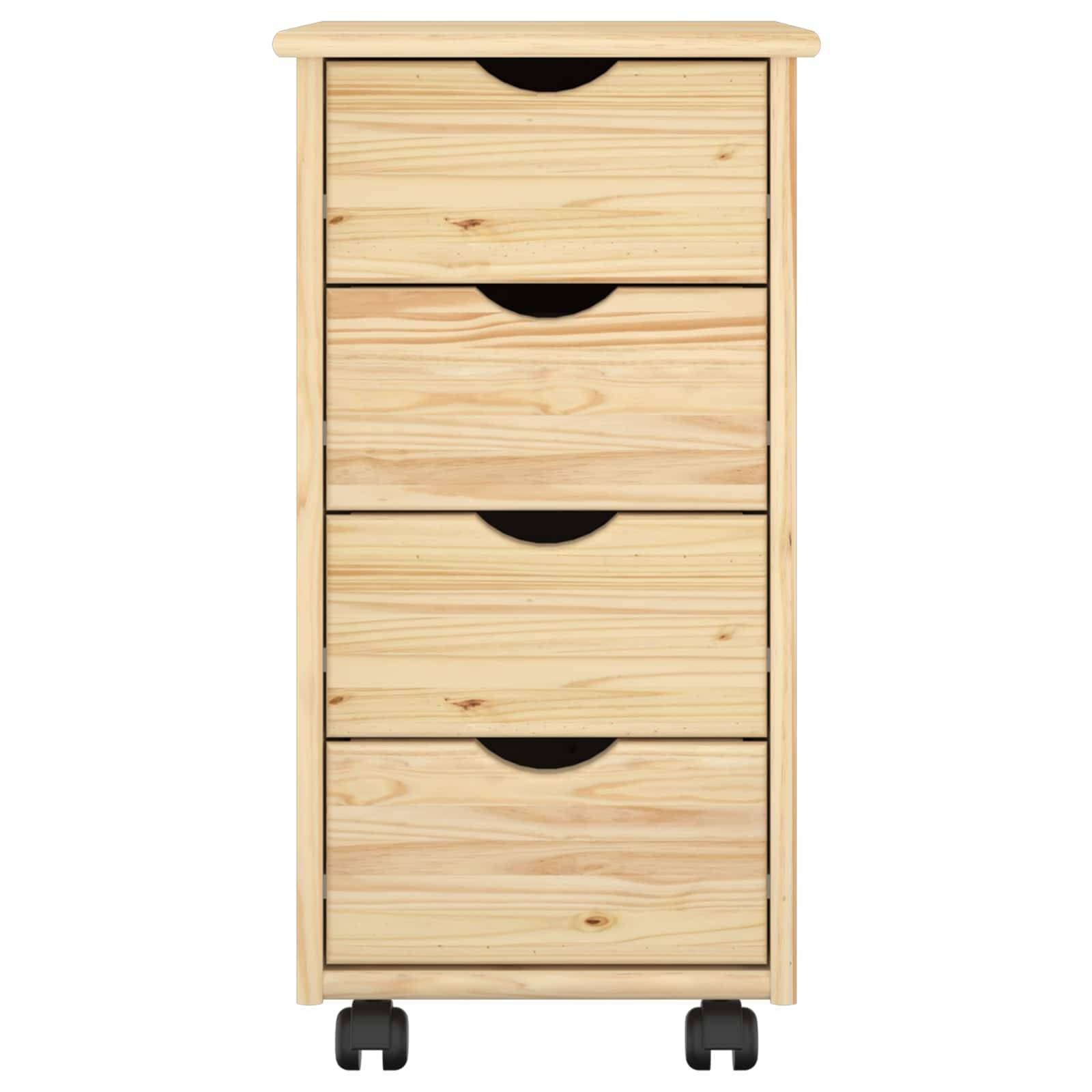 vidaXL Rollschrank Mit Rad Braun 65,5 x 34 x 39 cm Massivholz Kiefer