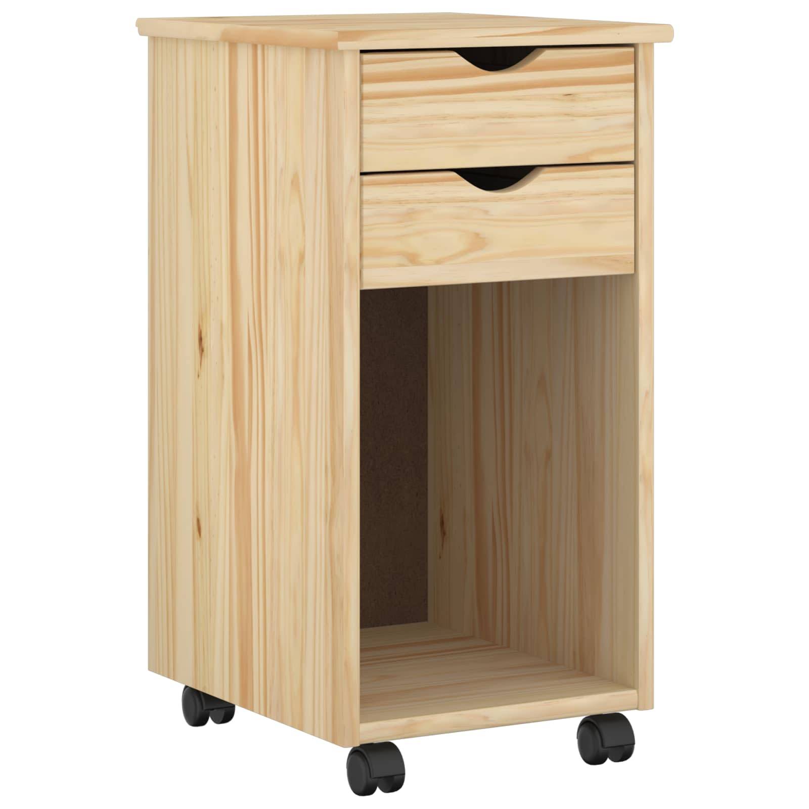 vidaXL Rollschrank Braun 34 x 39 x 65,5 cm Massives Kiefernholz