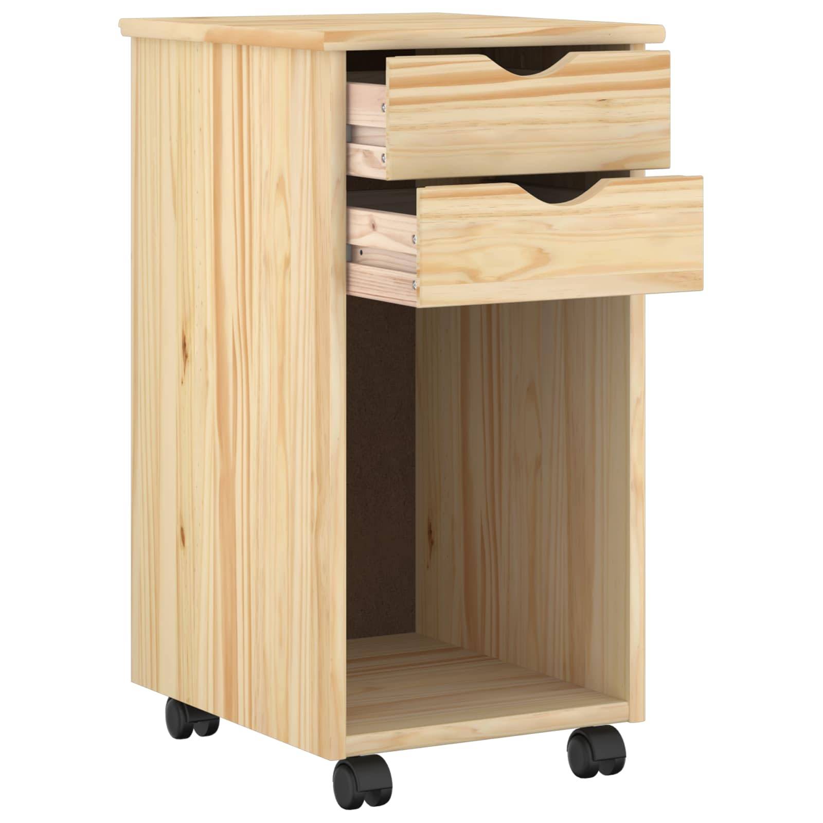 vidaXL Rollschrank Braun 34 x 39 x 65,5 cm Massives Kiefernholz