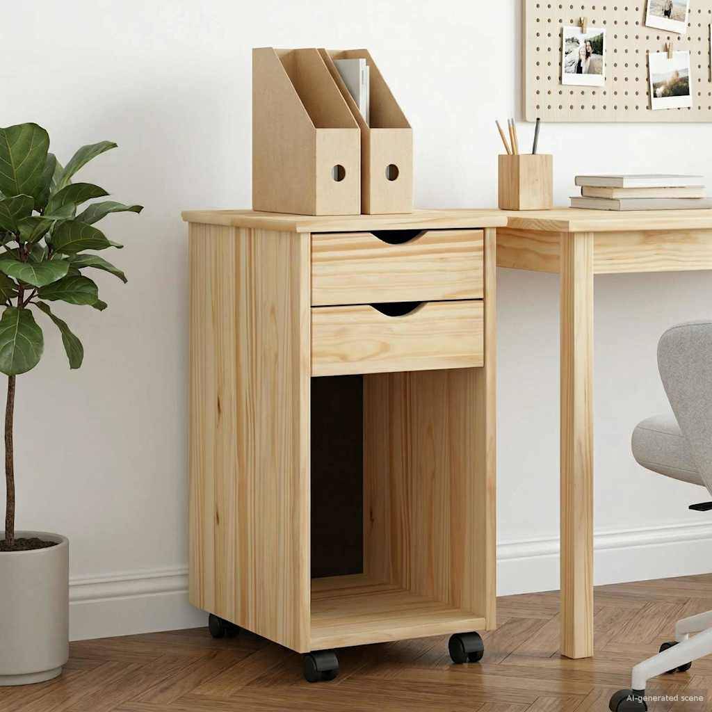 vidaXL Rollschrank Braun 34 x 39 x 65,5 cm Massives Kiefernholz