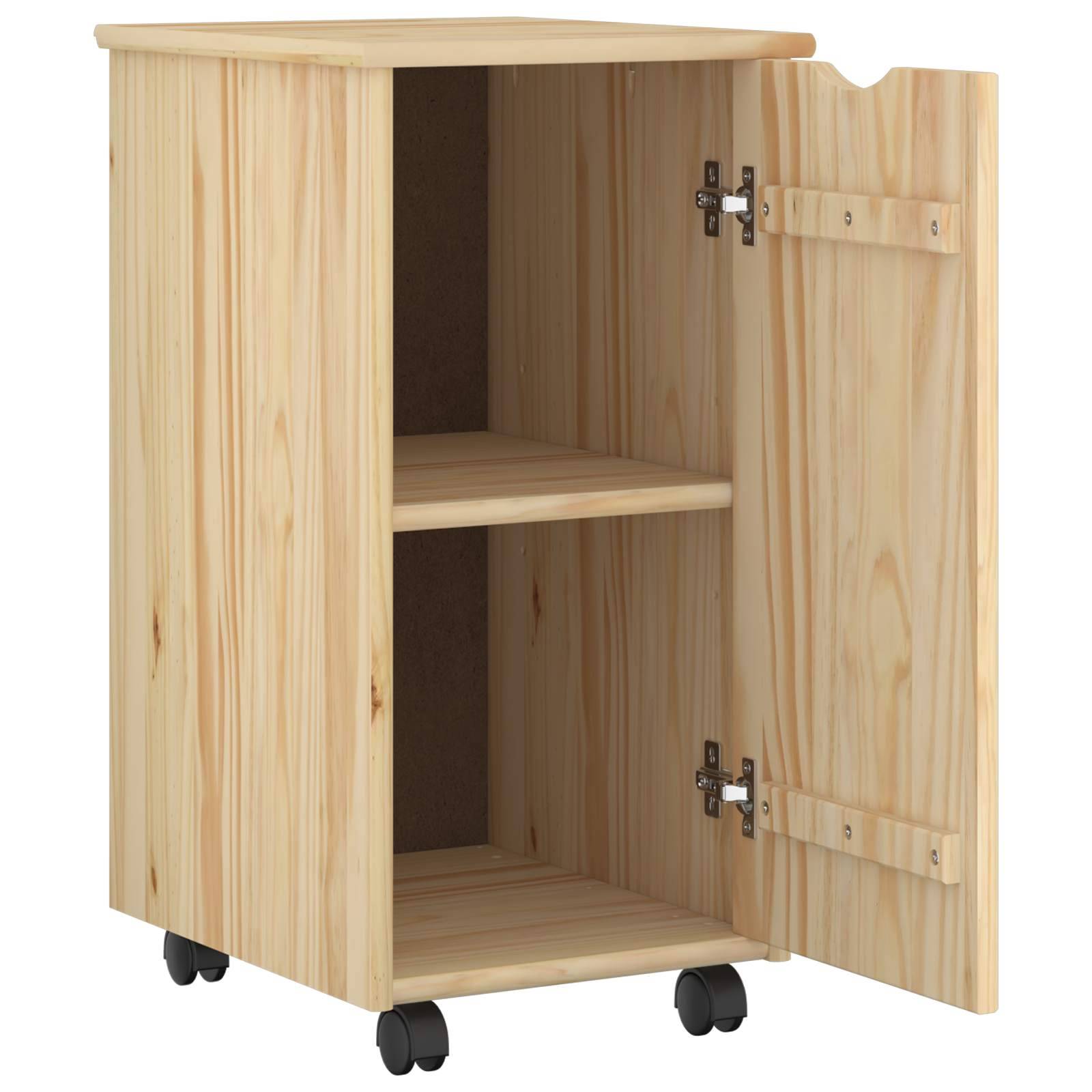 vidaXL Rollschrank Mit Rad Braun 34 x 39 x 65,5 cm Massivholz Kiefer