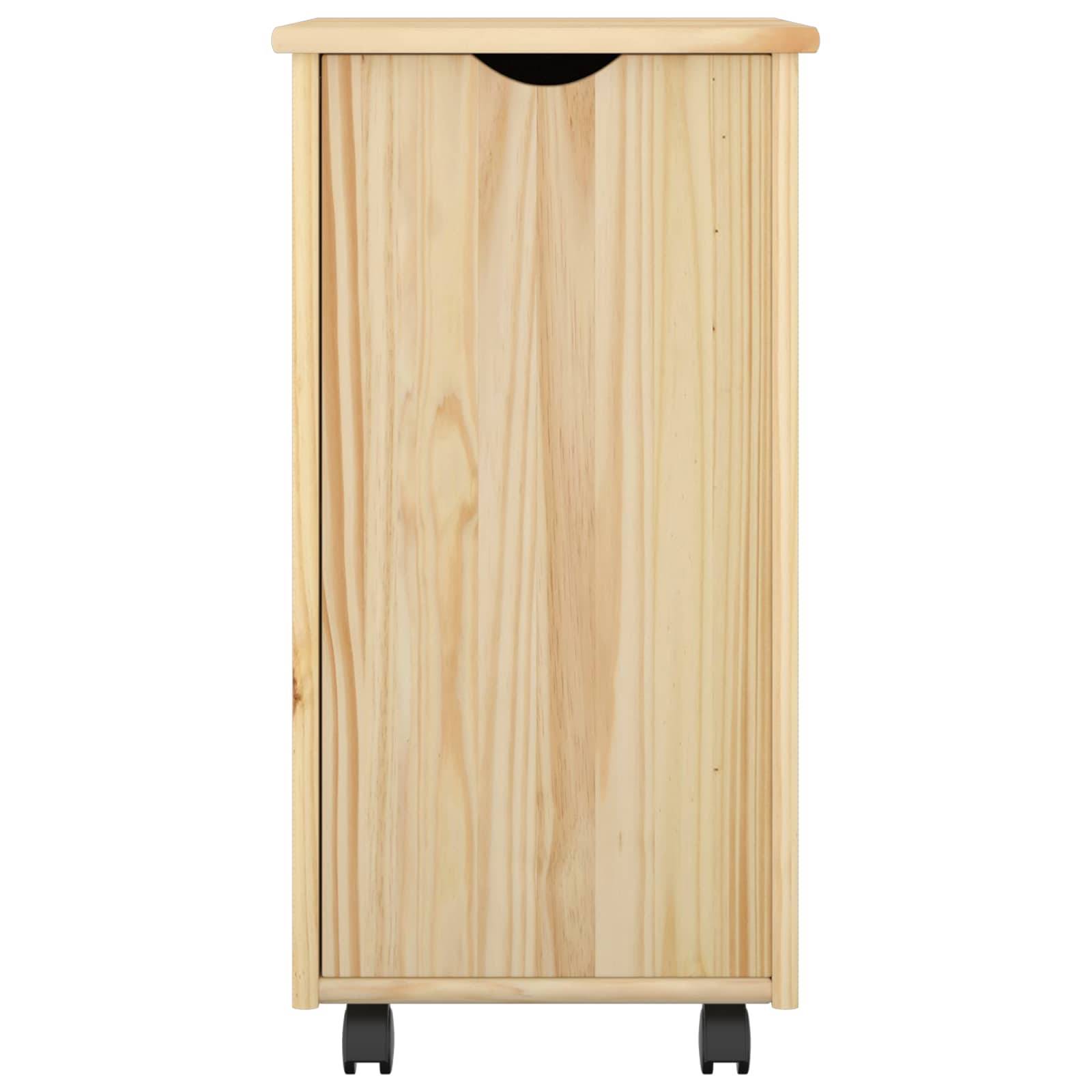 vidaXL Rollschrank Mit Rad Braun 34 x 39 x 65,5 cm Massivholz Kiefer