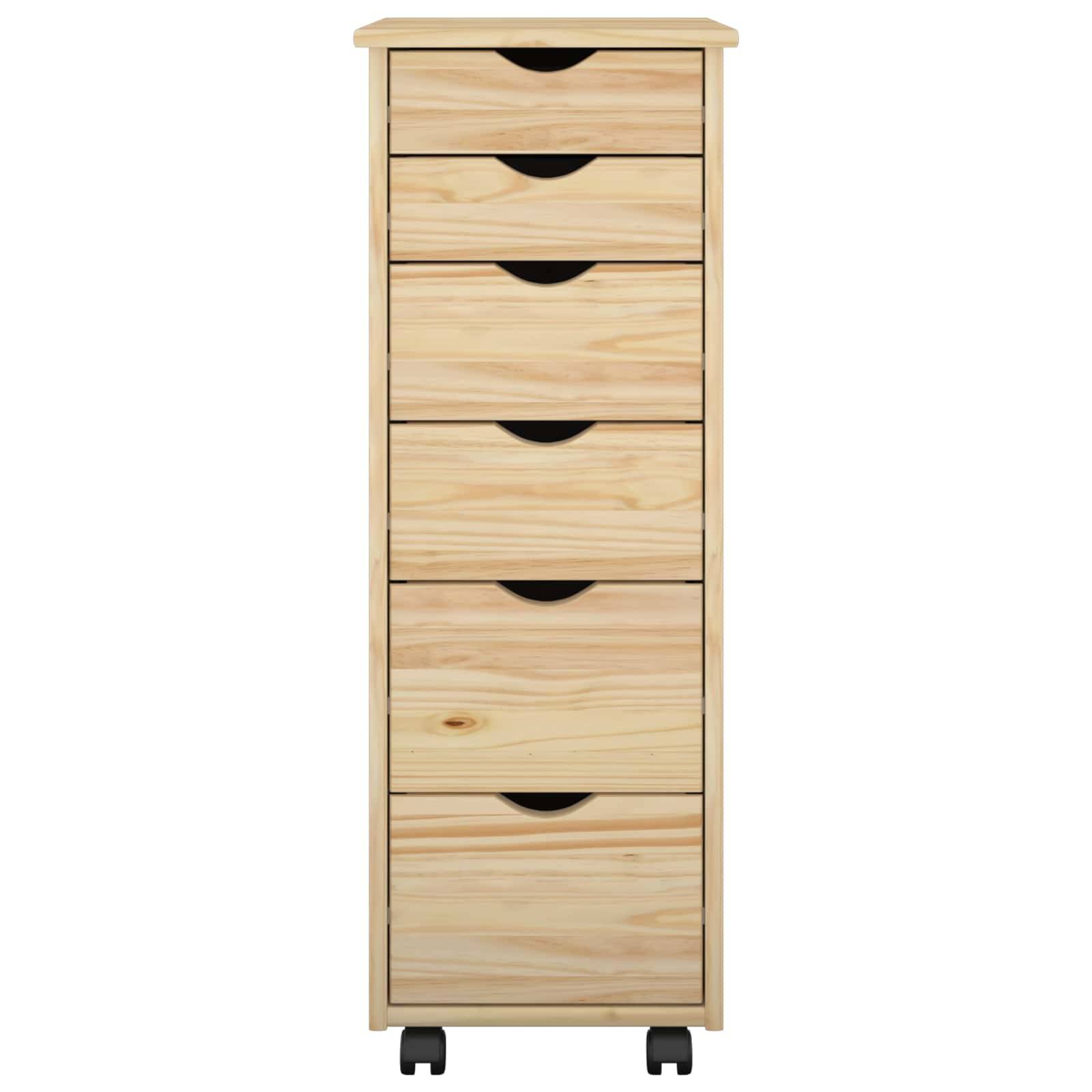 vidaXL Rollschrank Mit Rad Braun 34 x 39 x 93,5 cm Massivholz Kiefer