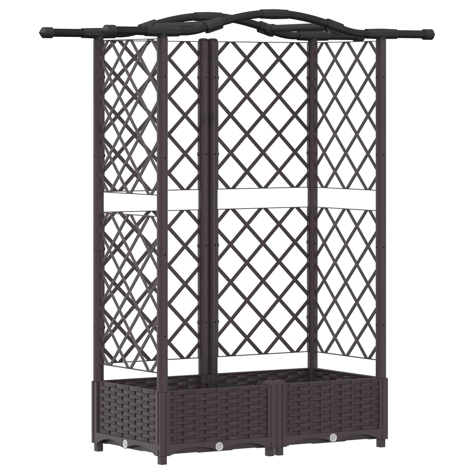 vidaXL Hochbeet mit Rankgitter und Dach Braun 124 x 40 x 126 cm PP