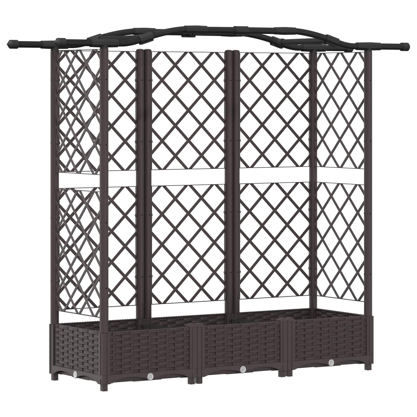 vidaXL Hochbeet mit Rankgitter und Dach Braun 163 x 40 x 126 cm PP