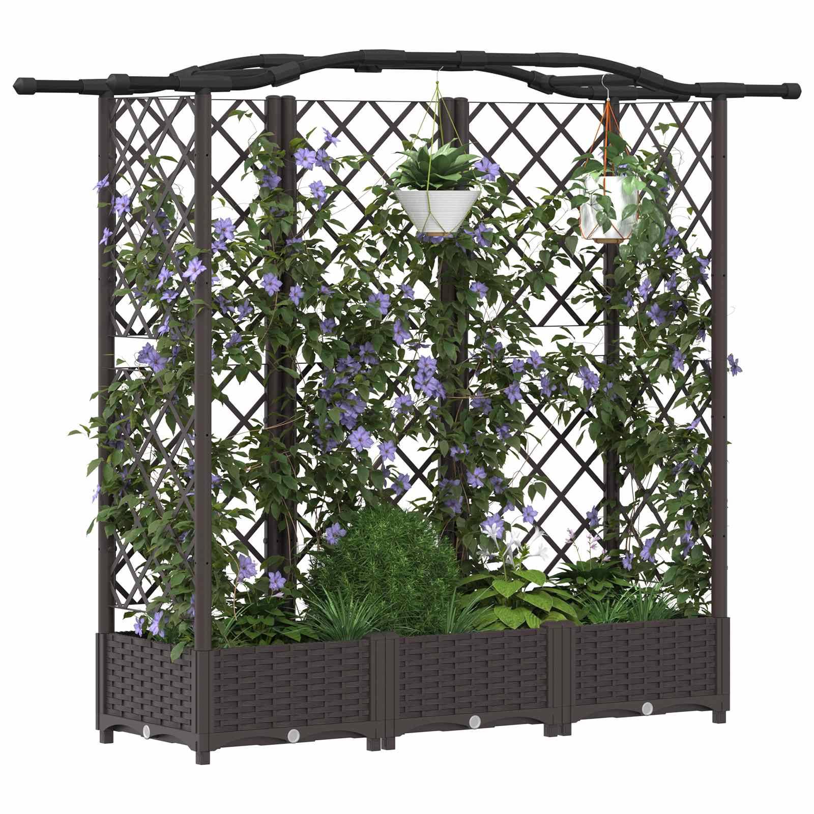 vidaXL Hochbeet mit Rankgitter und Dach Braun 163 x 40 x 126 cm PP