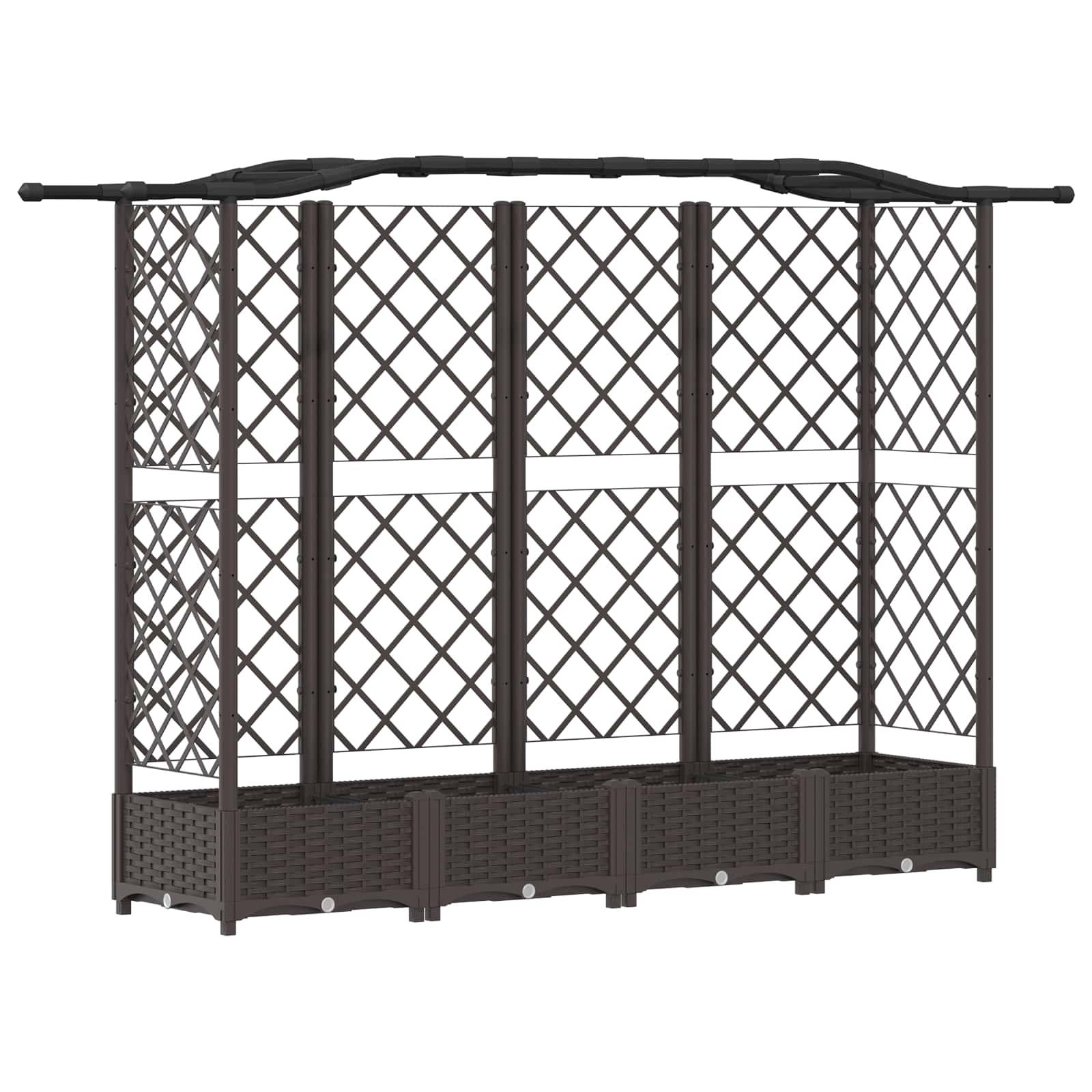 vidaXL Hochbeet mit Rankgitter und Dach Braun 203,5 x 40 x 125 cm PP