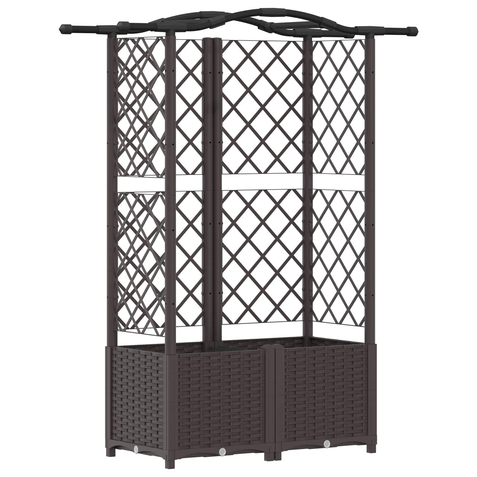 vidaXL Hochbeet mit Rankgitter und Dach Braun 122 x 40 x 141 cm PP
