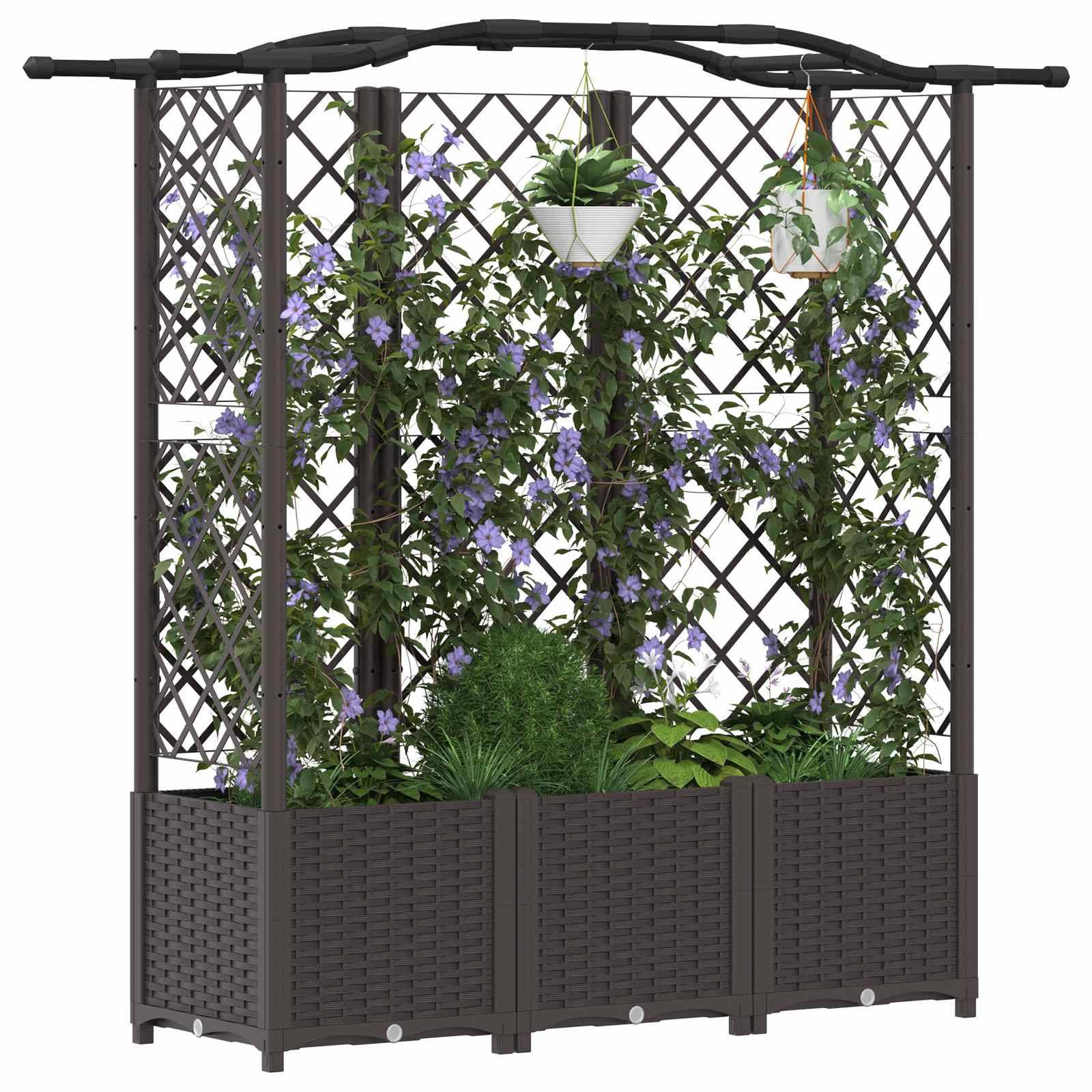 vidaXL Hochbeet mit Rankgitter und Dach Braun 163 x 40 x 141 cm PP