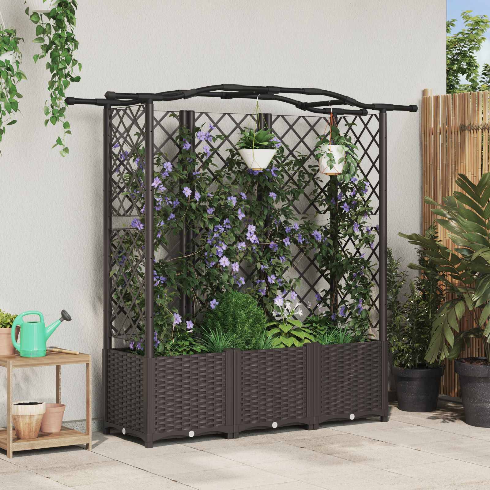 vidaXL Hochbeet mit Rankgitter und Dach Braun 163 x 40 x 141 cm PP