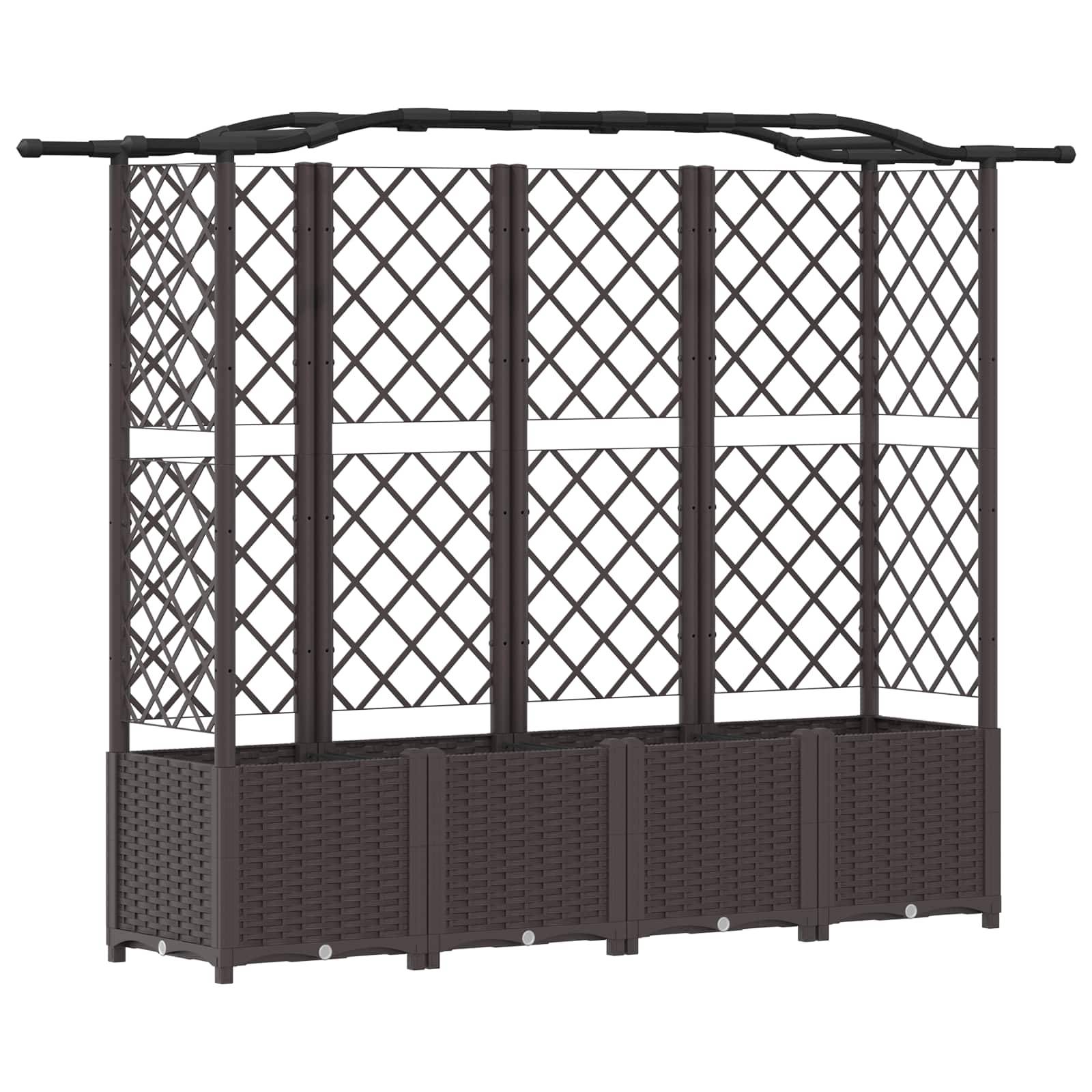 vidaXL Hochbeet mit Rankgitter und Dach Braun 204 x 40 x 141 cm PP