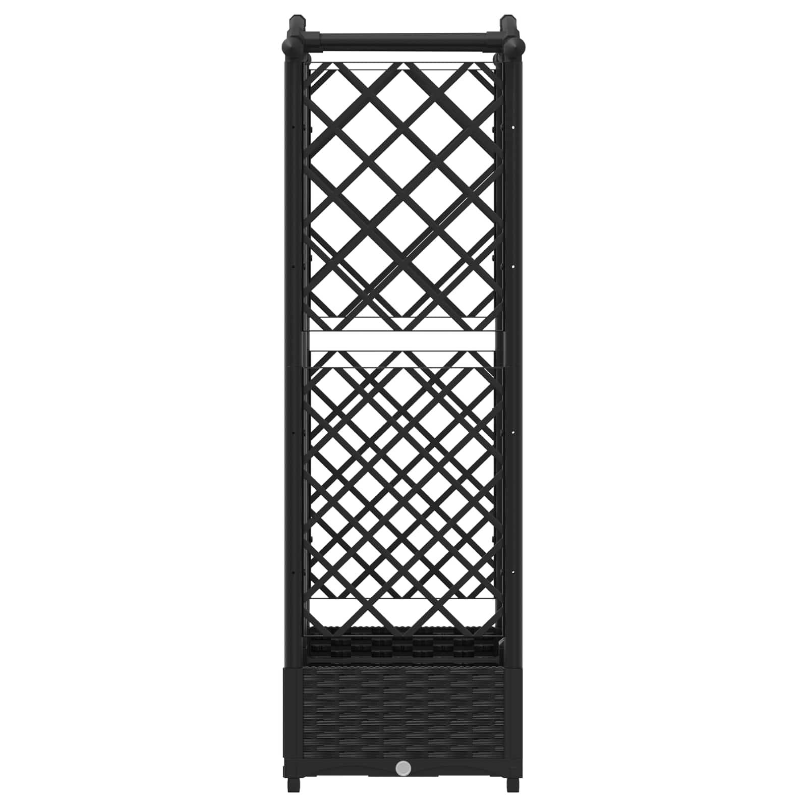 vidaXL Hochbeet mit Rankgitter und Dach Schwarz 124 x 40 x 126 cm PP