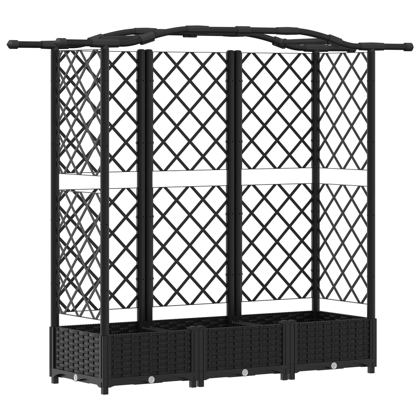 vidaXL Hochbeet mit Rankgitter und Dach Schwarz 163 x 40 x 126 cm PP
