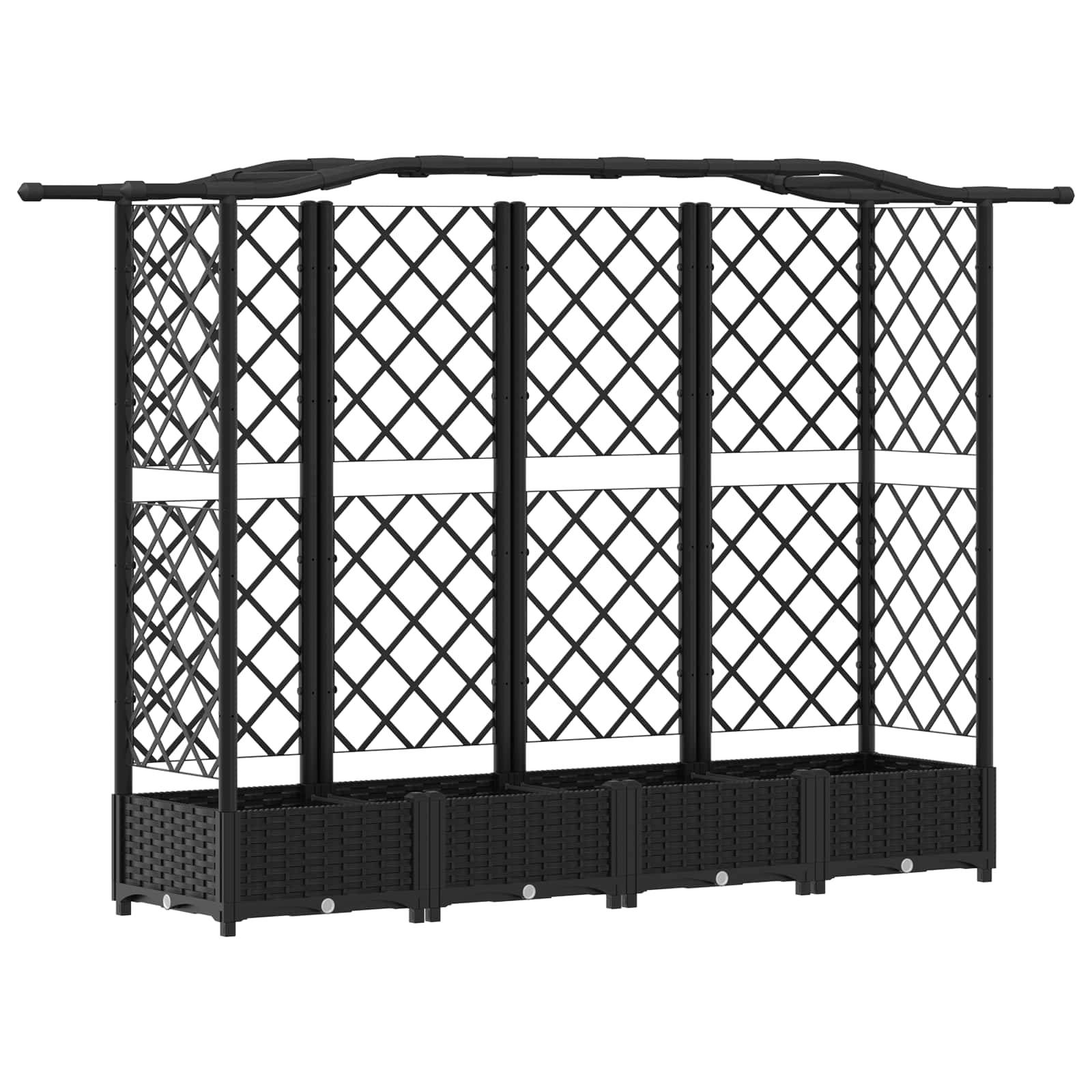 vidaXL Hochbeet mit Rankgitter und Dach Schwarz 203,5 x 40 x 125 cm PP