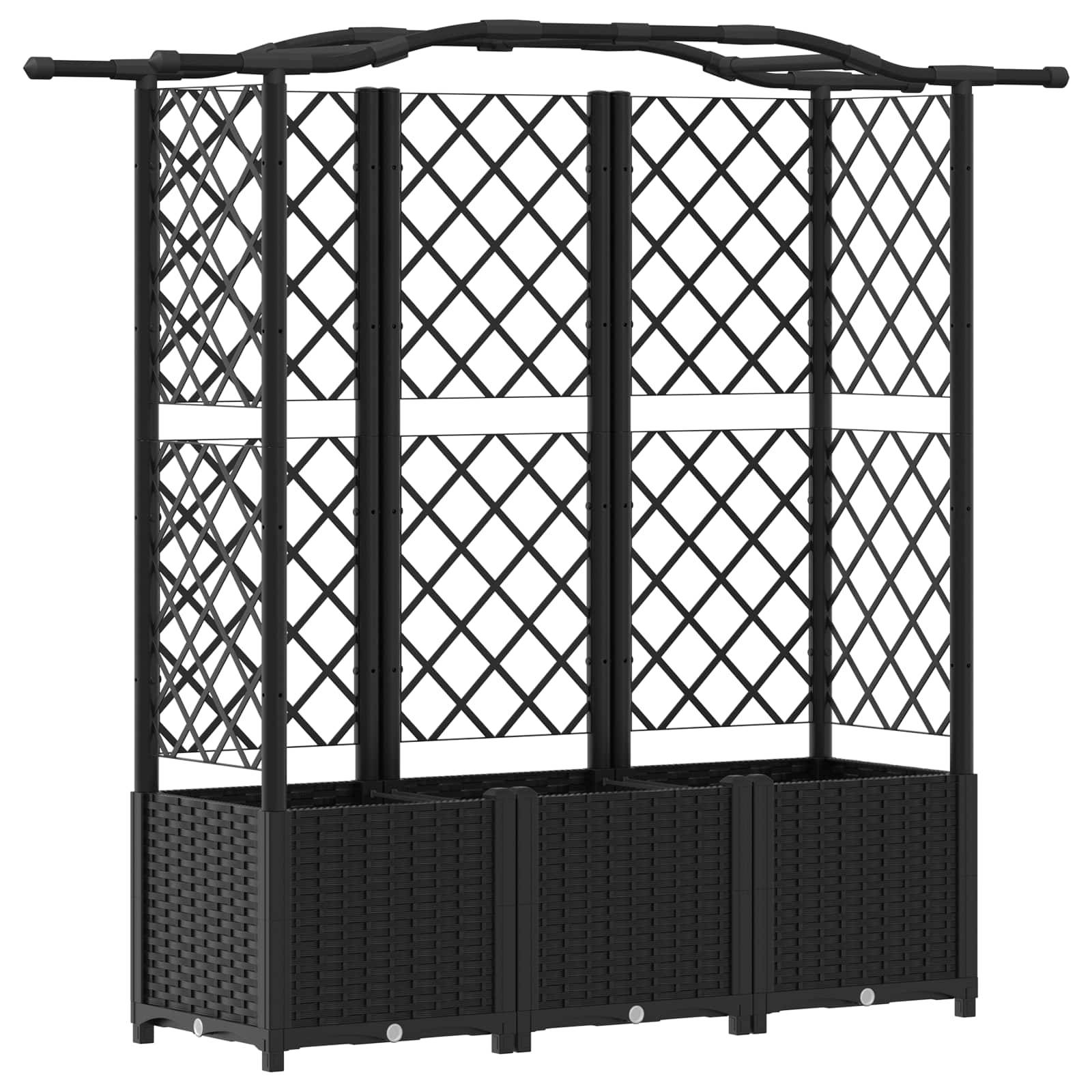 vidaXL Hochbeet mit Rankgitter und Dach Schwarz 163 x 40 x 141 cm PP