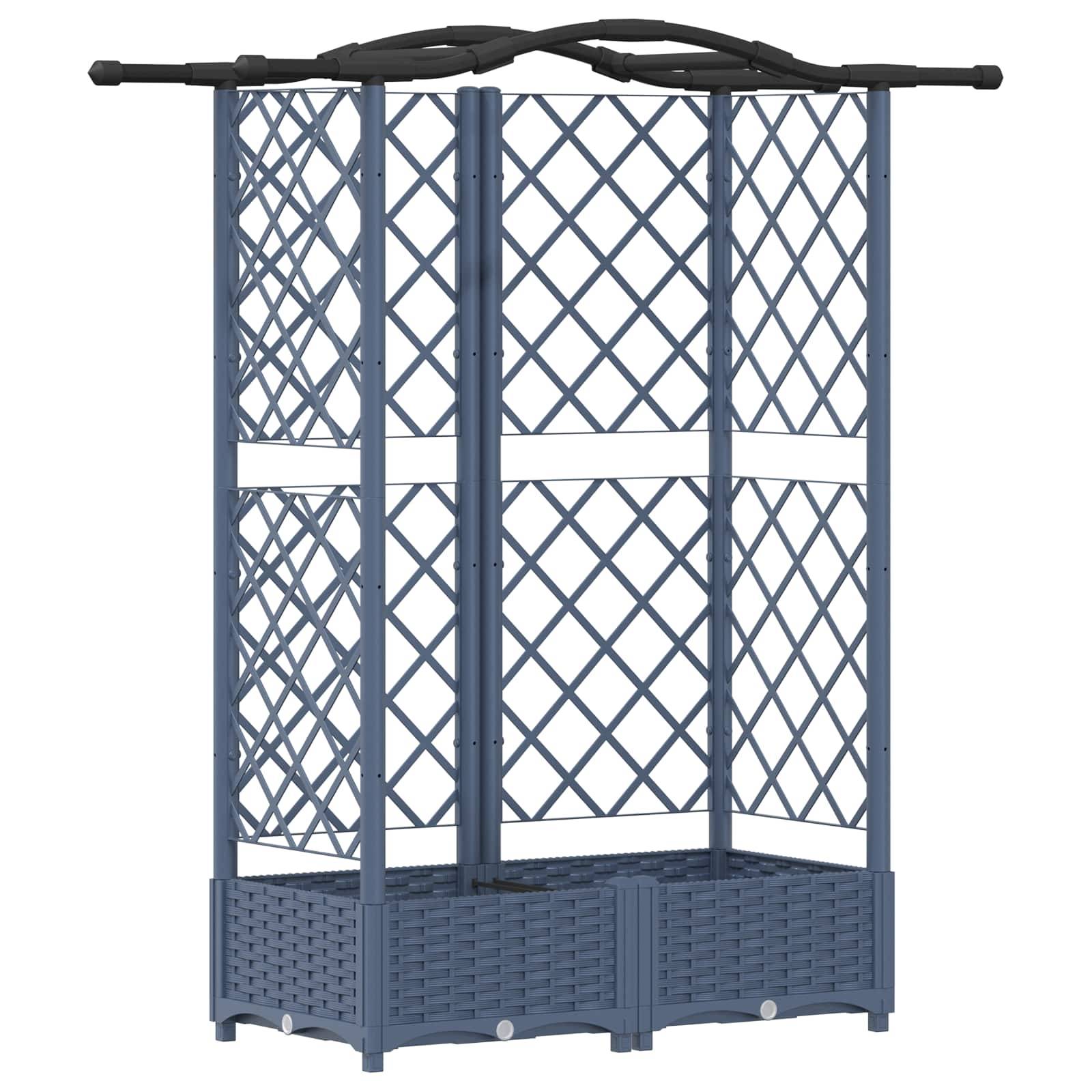 vidaXL Hochbeet mit Rankgitter und Dach Grau 124 x 40 x 126 cm PP