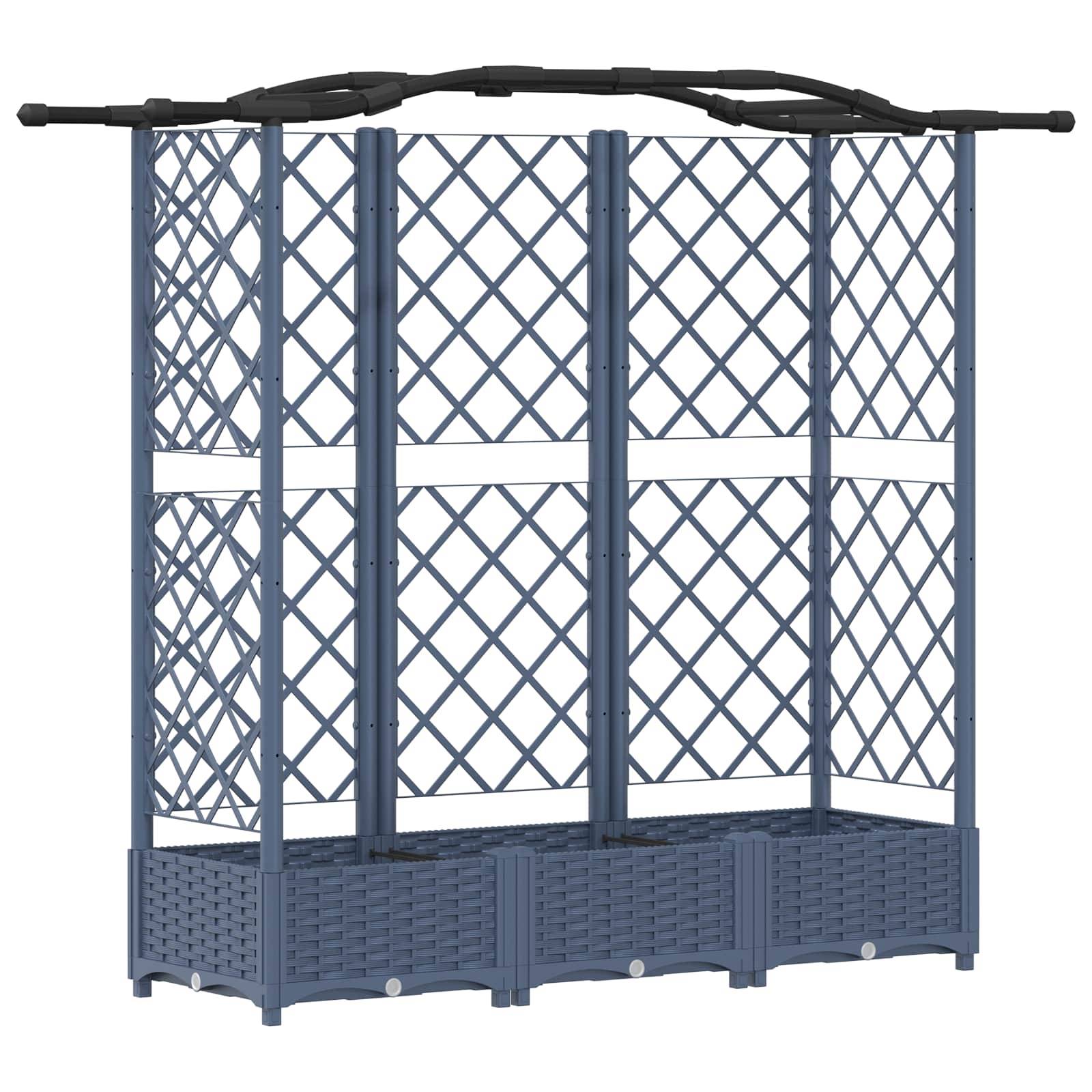 vidaXL Hochbeet mit Rankgitter und Dach Grau 163 x 40 x 126 cm PP
