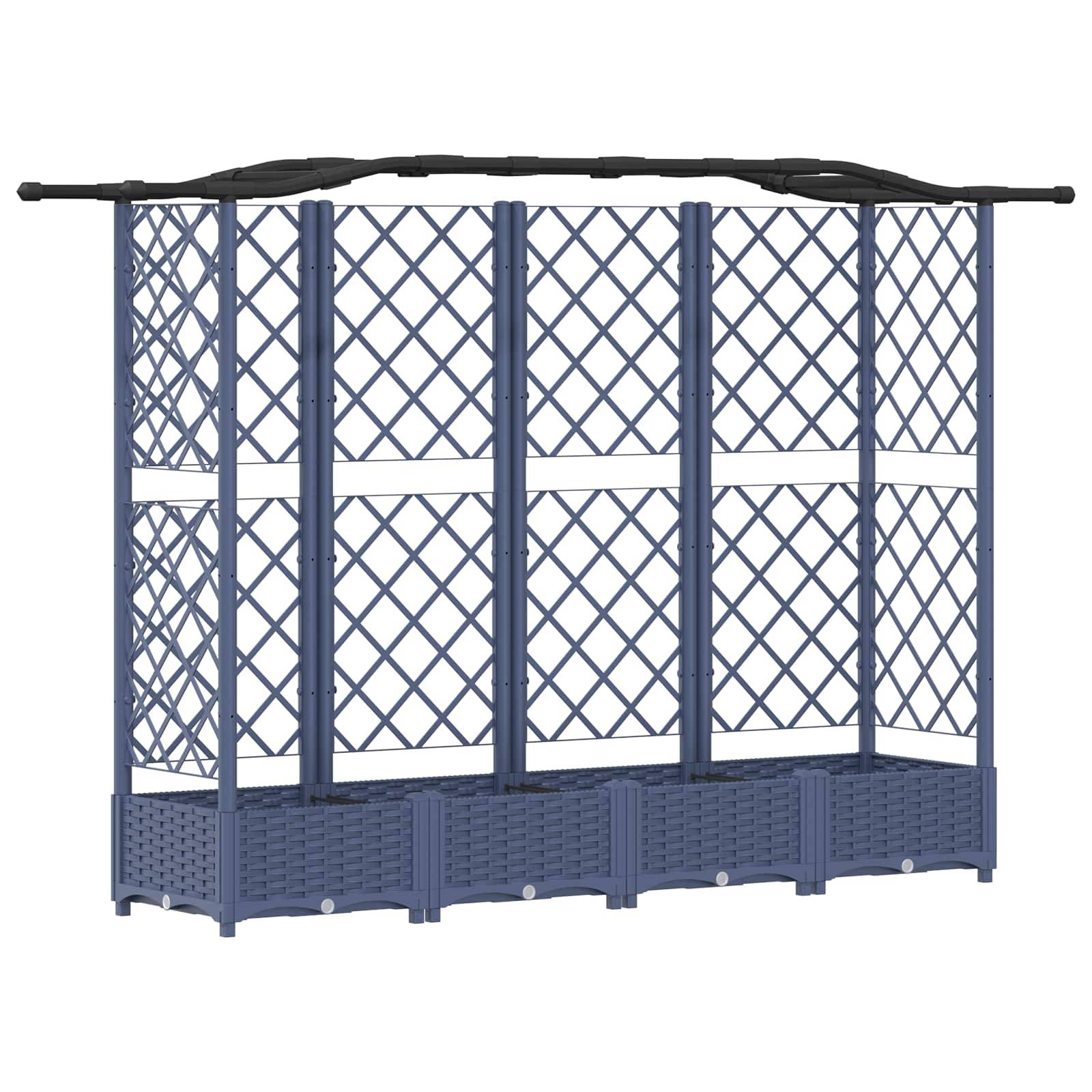 vidaXL Hochbeet mit Rankgitter und Dach Grau 203,5 x 40 x 125 cm PP