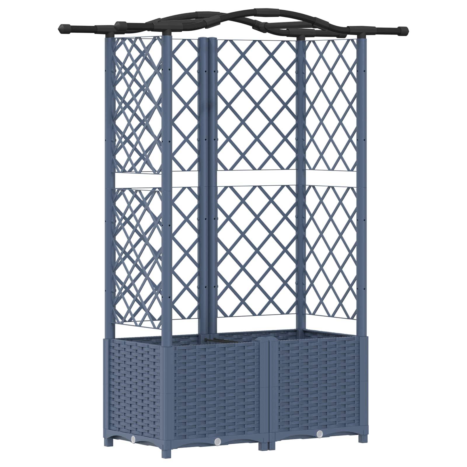 vidaXL Hochbeet mit Rankgitter und Dach Grau 122 x 40 x 141 cm PP