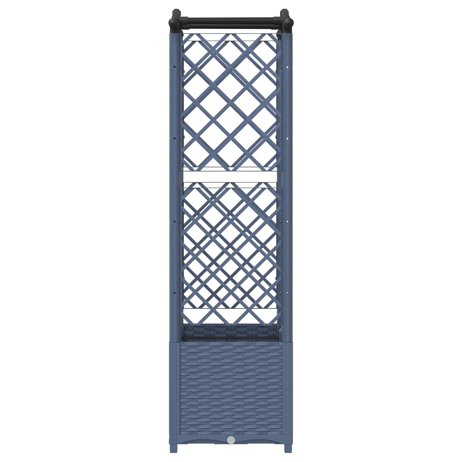 vidaXL Hochbeet mit Rankgitter und Dach Grau 122 x 40 x 141 cm PP