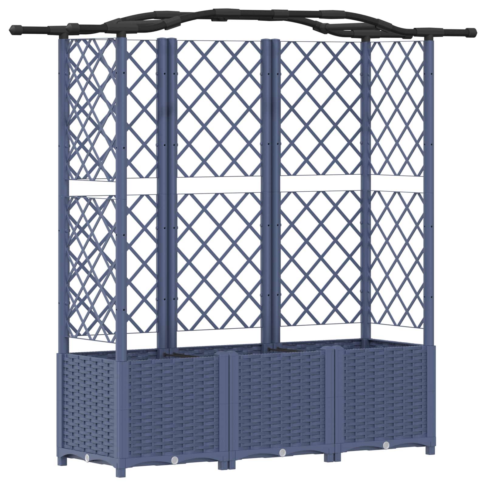 vidaXL Hochbeet mit Rankgitter und Dach Grau 163 x 40 x 141 cm PP