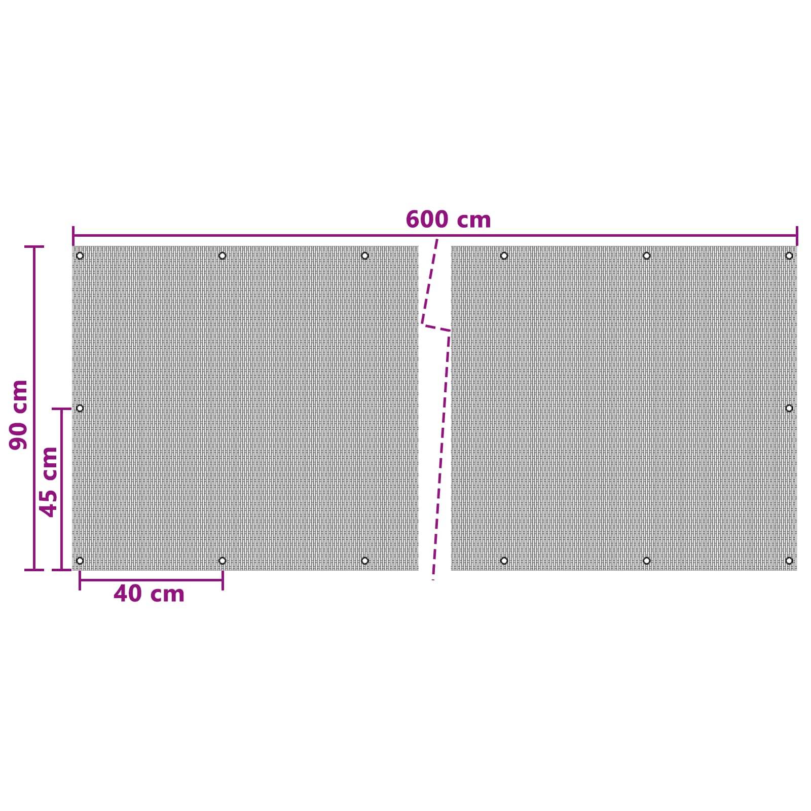 vidaXL Balkonsichtschutz mit Ösen Schwarz