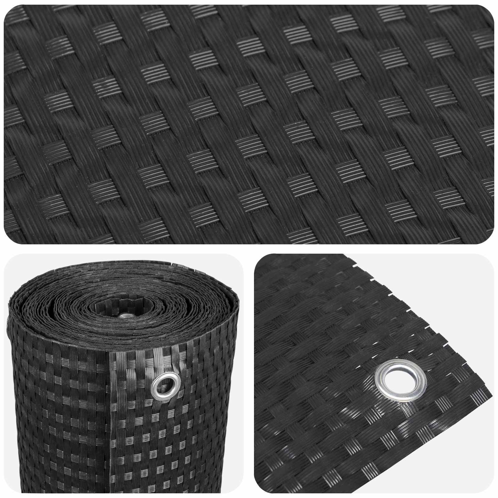 vidaXL Balkonsichtschutz mit Ösen Schwarz