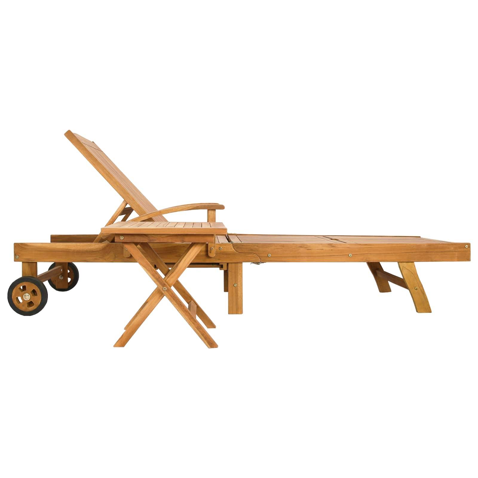 vidaXL Sonnenliege mit Tisch Braun Massivholz Teak