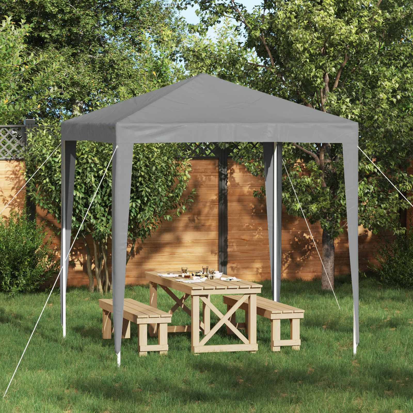 vidaXL Party-Zelt 200 x 200 x 240 cm Hellgrau PE und Stahl