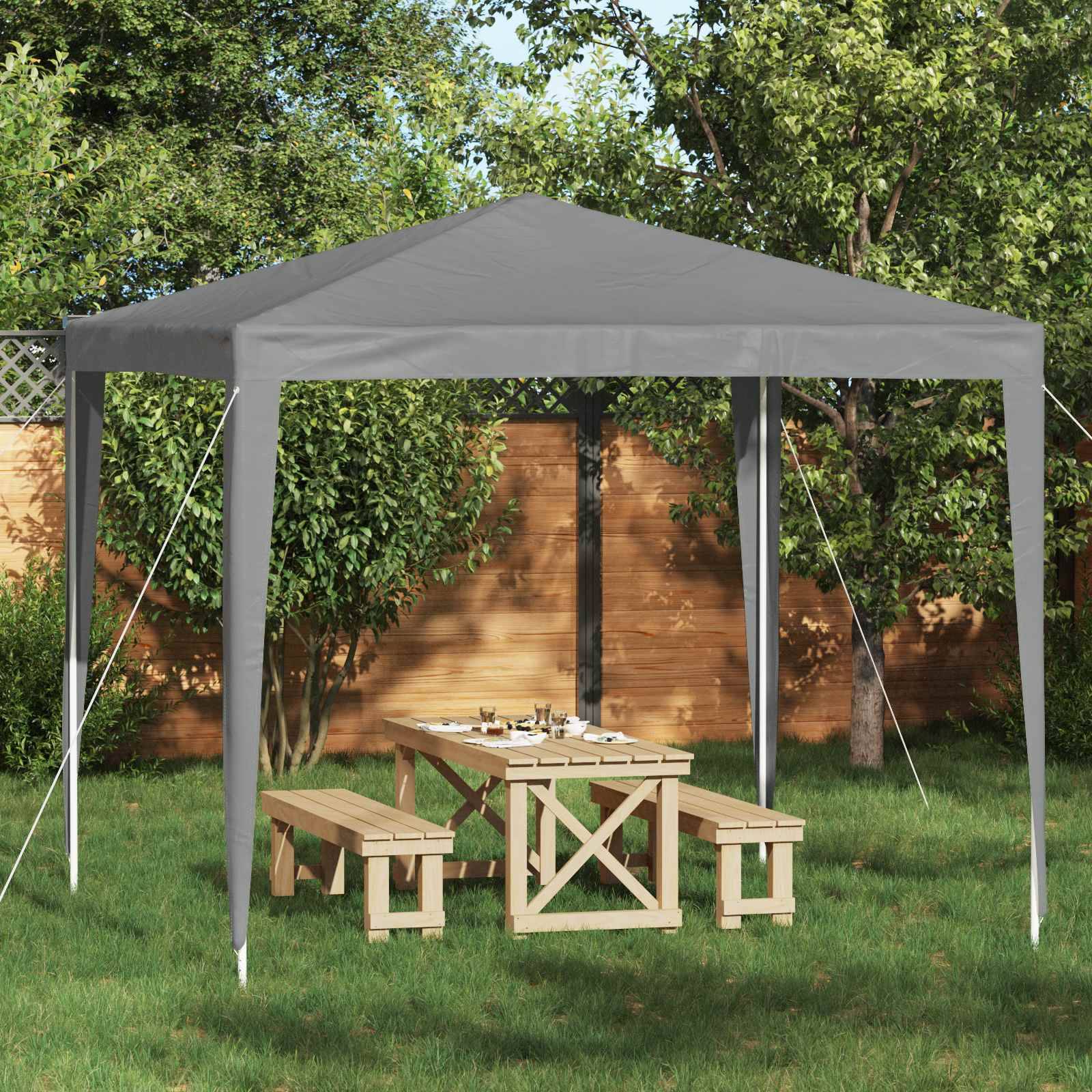 vidaXL Party-Zelt 250 x 250 x 240 cm Hellgrau PE und Stahl