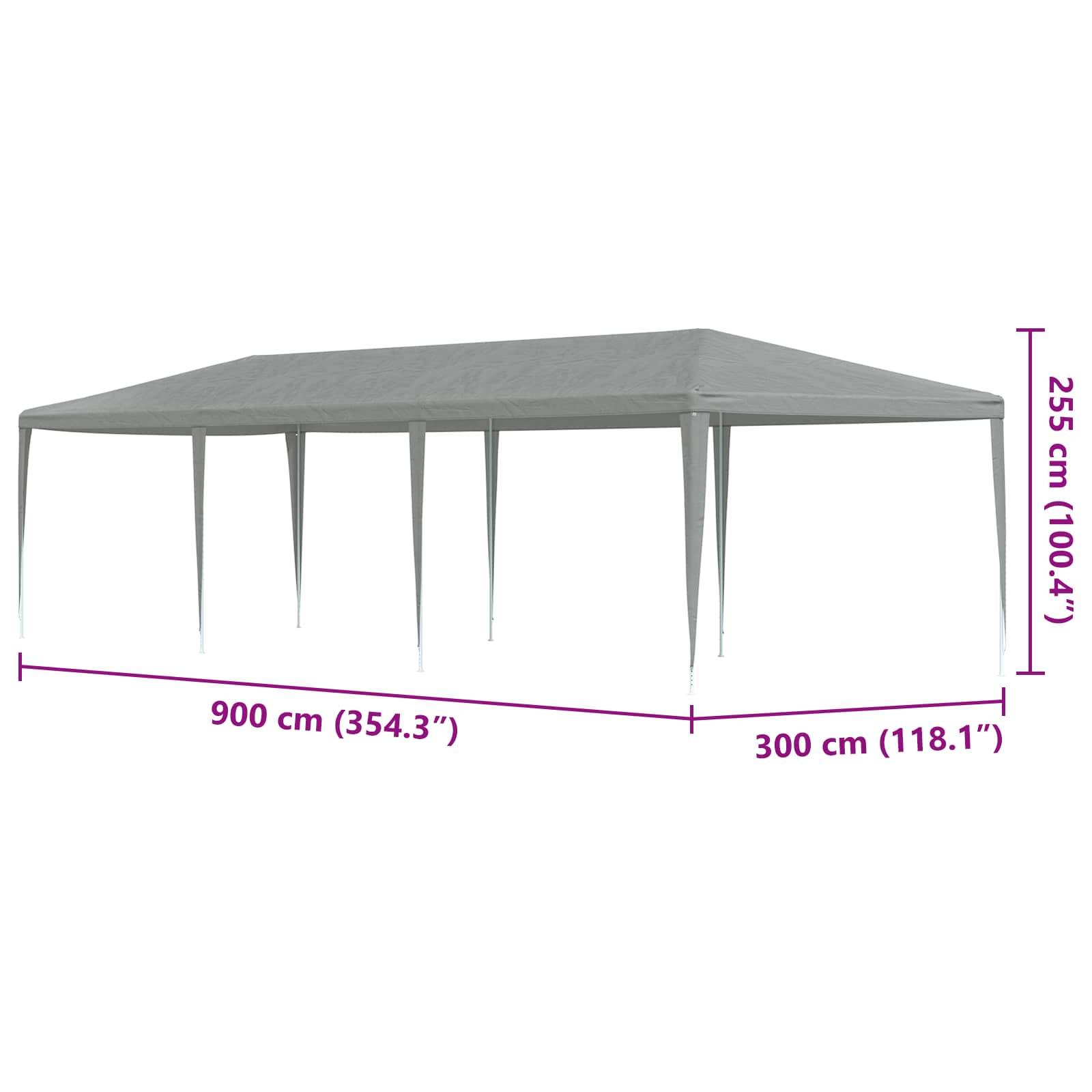 vidaXL Partyzelt Hellgrau 900 x 300 x 255 cm PE und Stahl