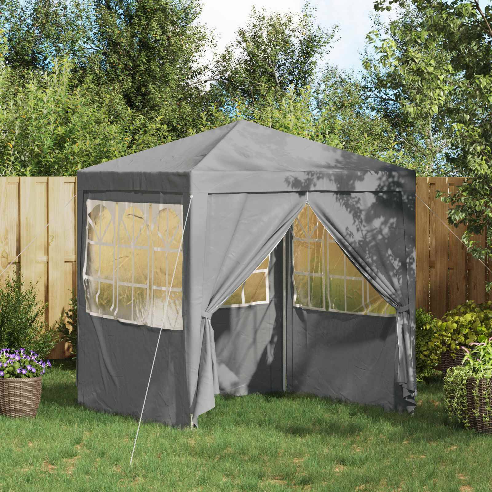 vidaXL Party-Zelt Hellgrau 200 x 200 x 240 cm PE und Stahl